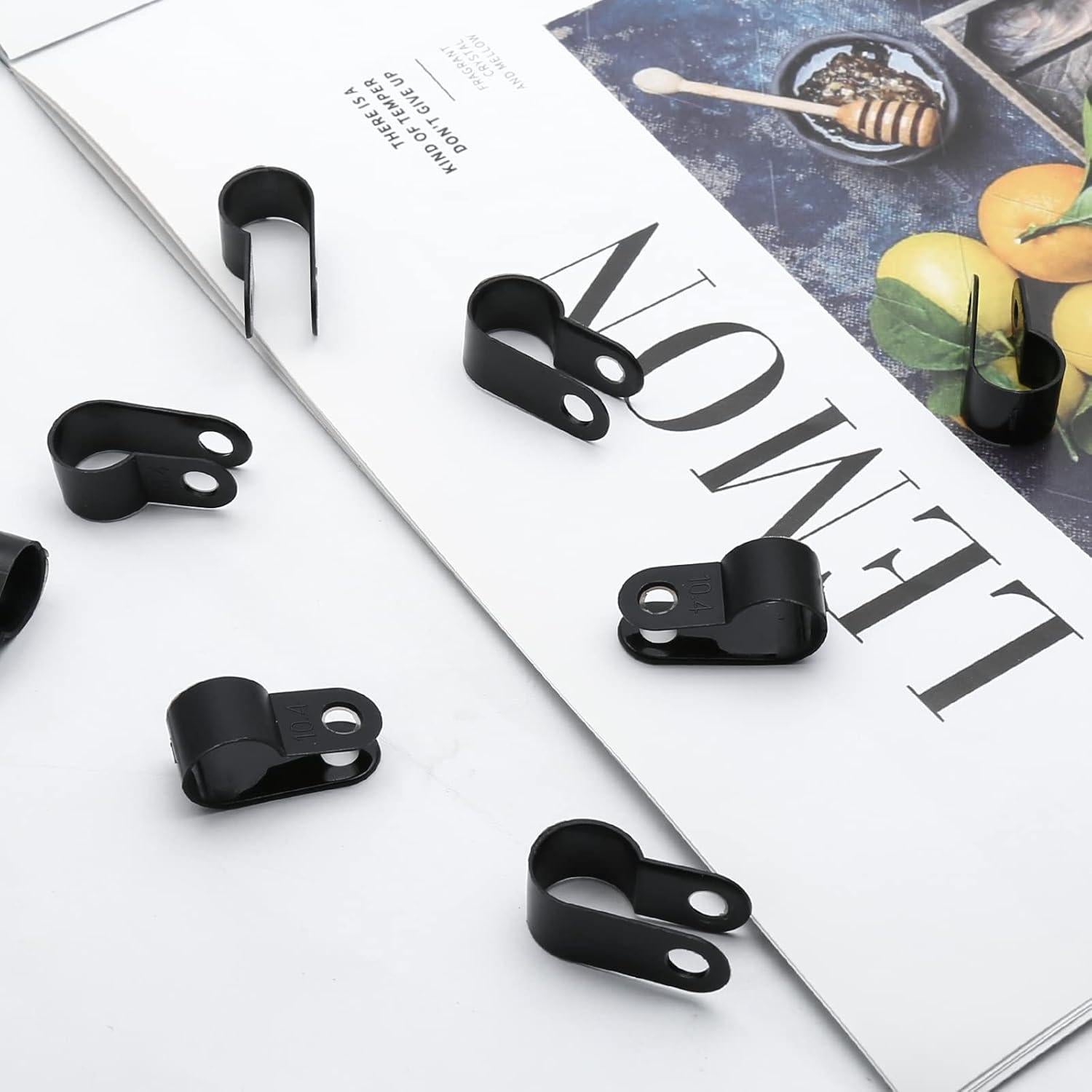 60 Clips de Cable de Nylon Atornillables Suiwotin 10.4mm Negro