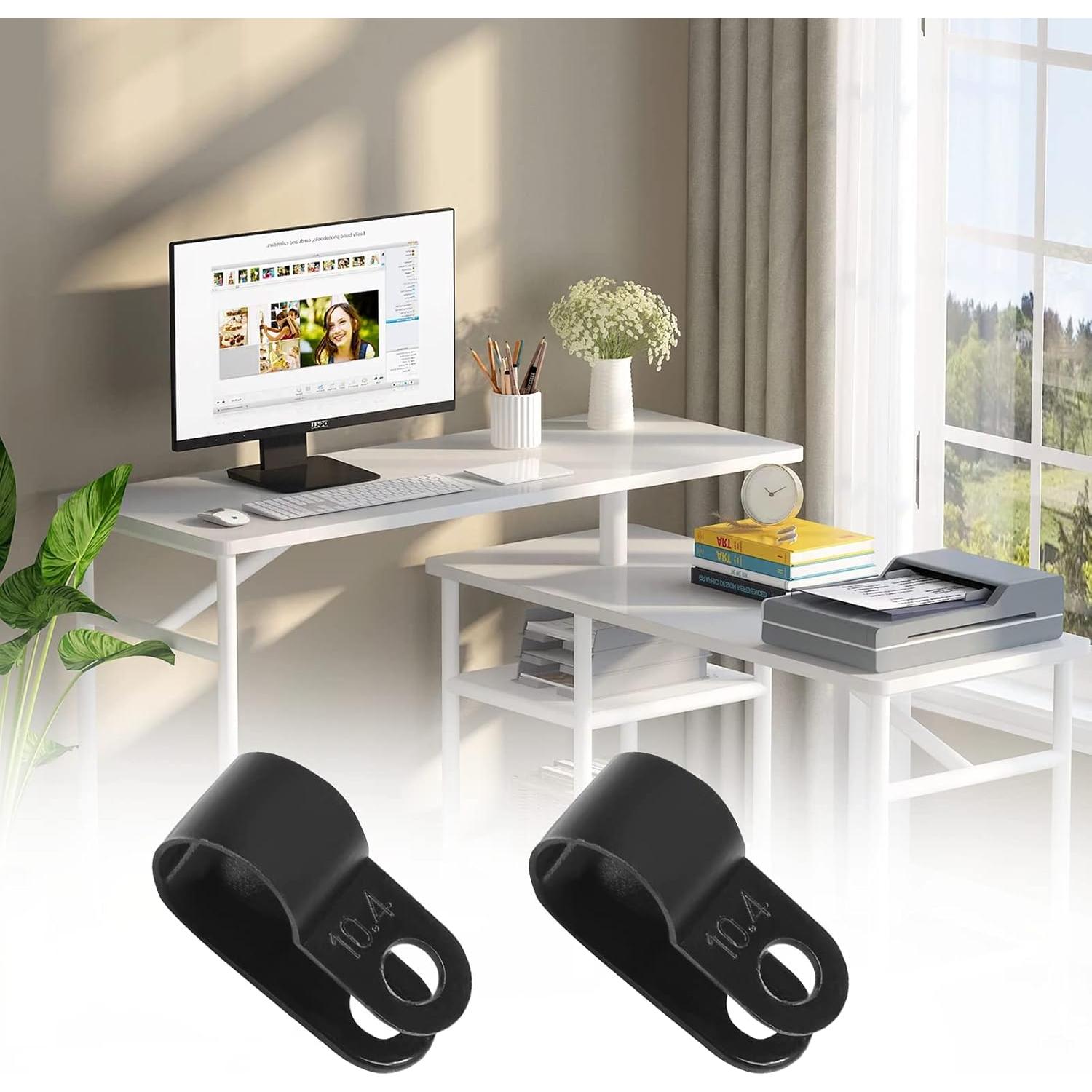 60 Clips de Cable de Nylon Atornillables Suiwotin 10.4mm Negro