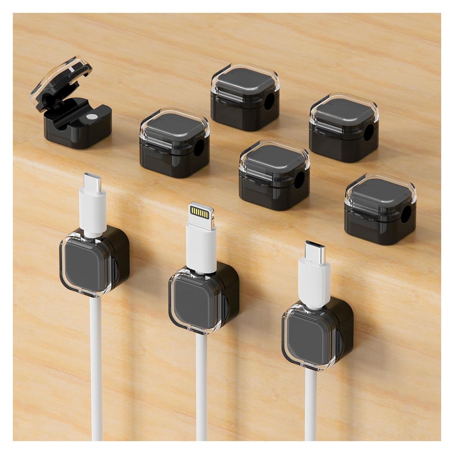 9 Soportes Magnéticos para Cables Wtufaelk - Organizador Negro