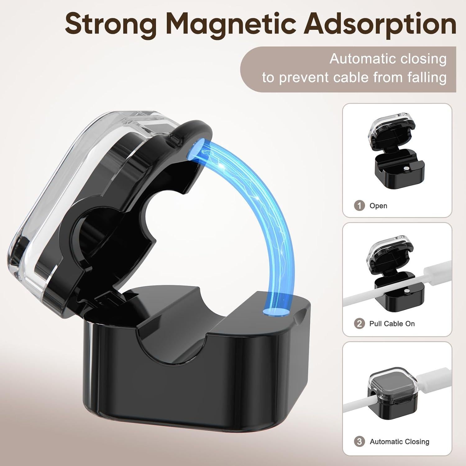 9 Soportes Magnéticos para Cables Wtufaelk - Organizador Negro