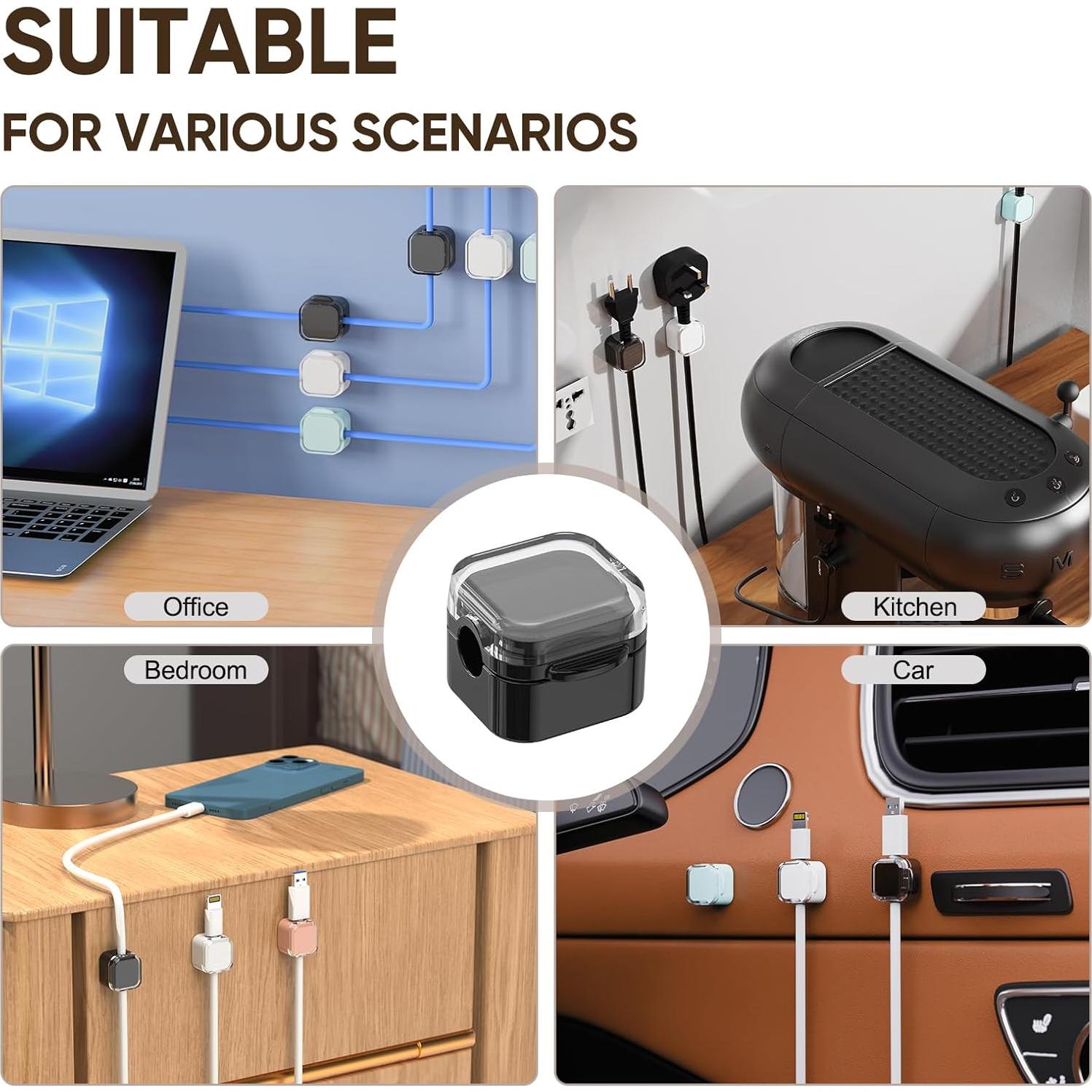 9 Soportes Magnéticos para Cables Wtufaelk - Organizador Negro