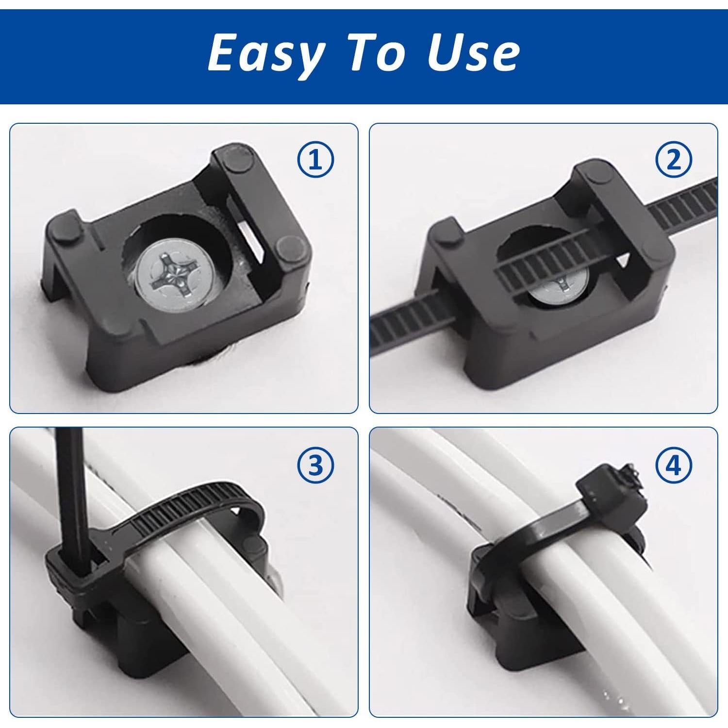 Kit de Montaje de Cable Zip Tie ALLWIN 120 Pcs 20.32 cm Negro