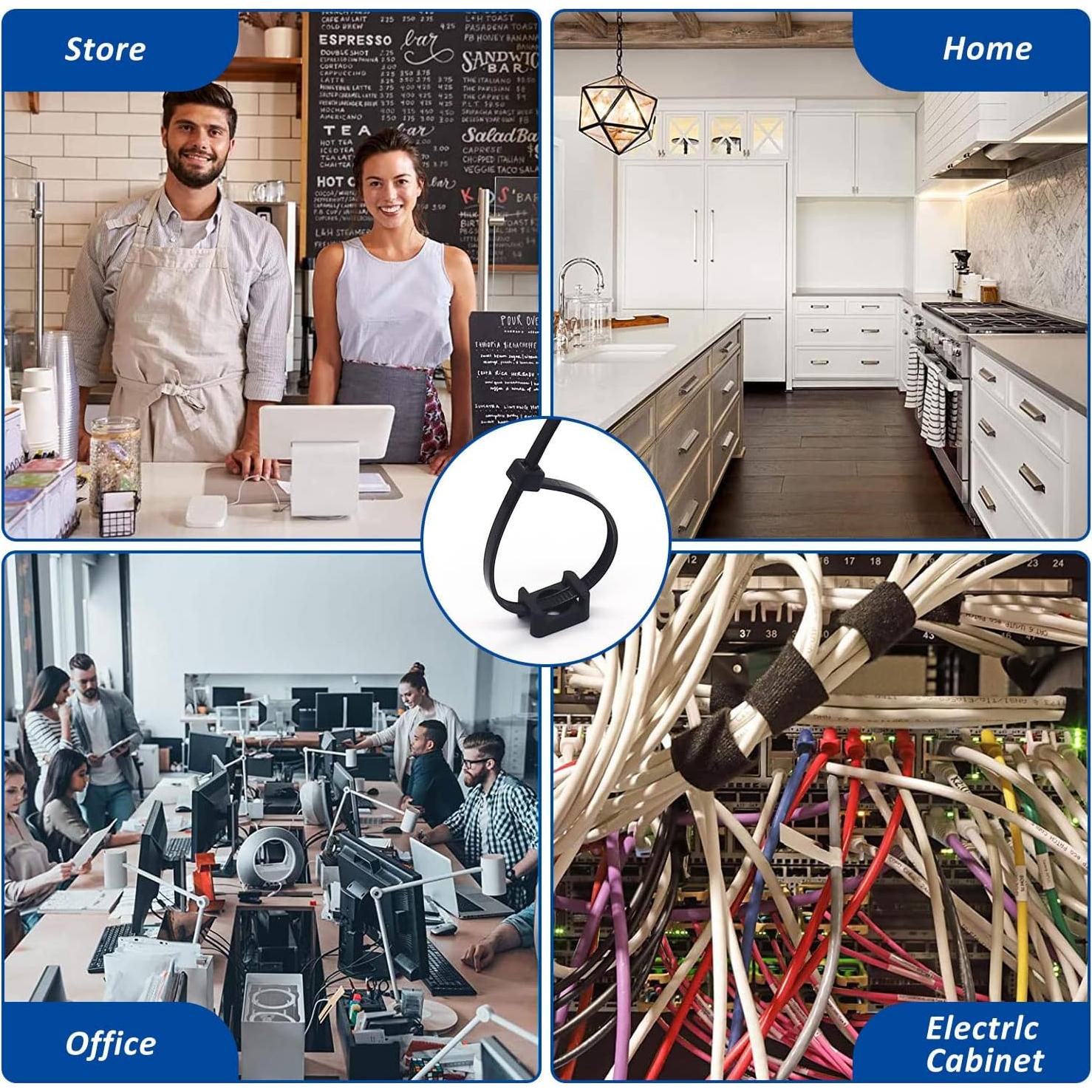 Kit de Montaje de Cable Zip Tie ALLWIN 120 Pcs 20.32 cm Negro