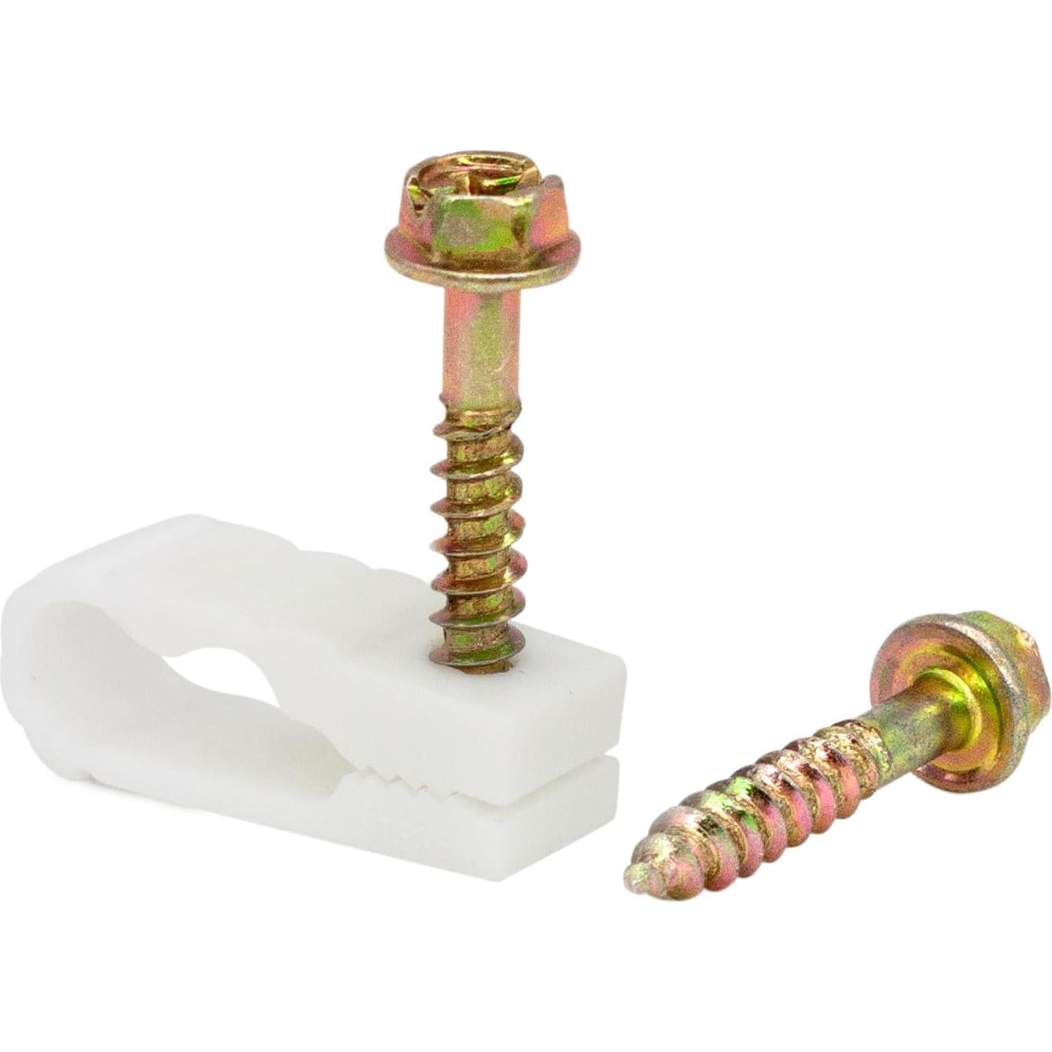 Clip de Cable Doble STEREN Grip-Clip 100 Unidades Blanco