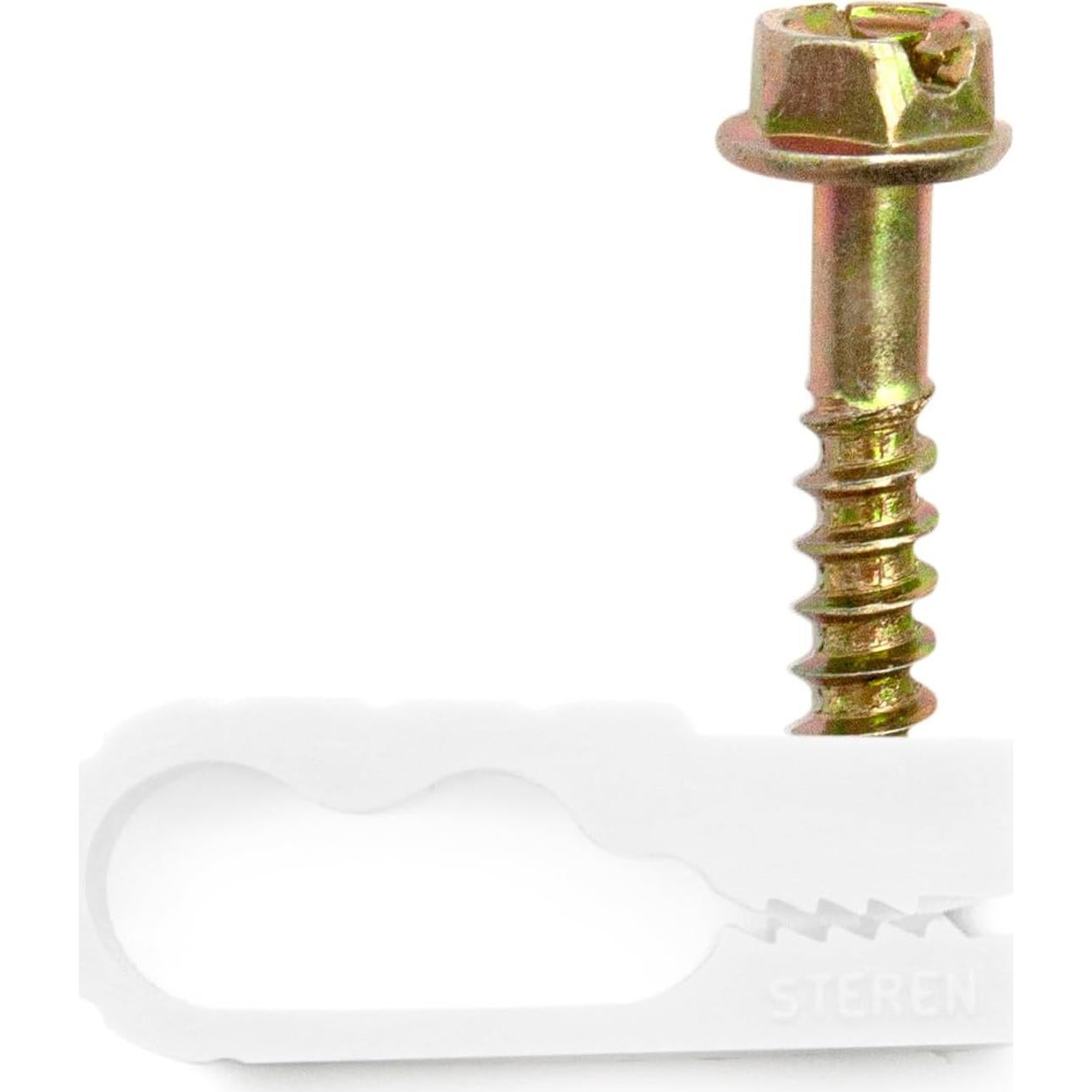 Clip de Cable Doble STEREN Grip-Clip 100 Unidades Blanco