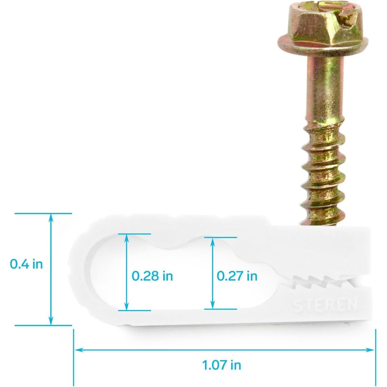 Clip de Cable Doble STEREN Grip-Clip 100 Unidades Blanco