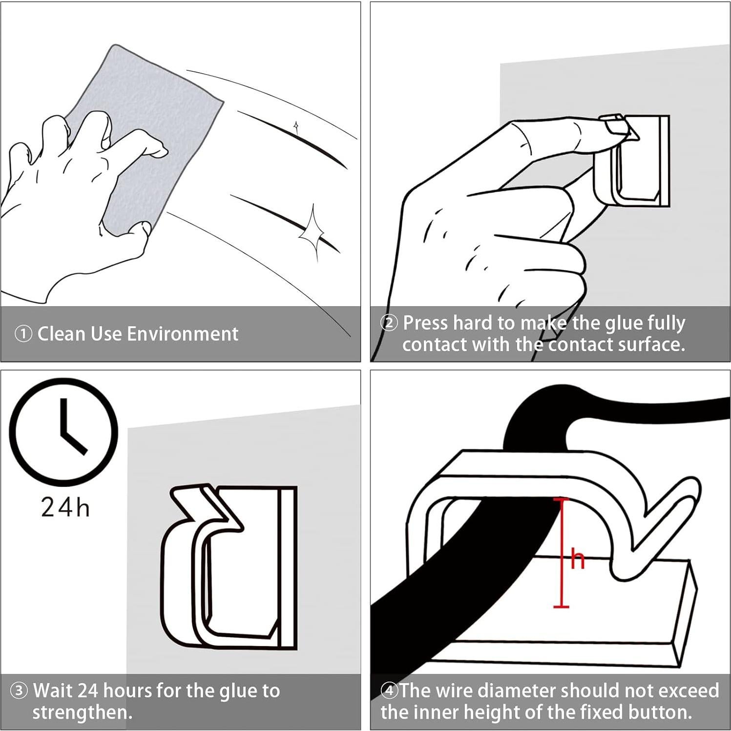 120 Clips Adhesivos para Cables XHF Blancos - Organizador