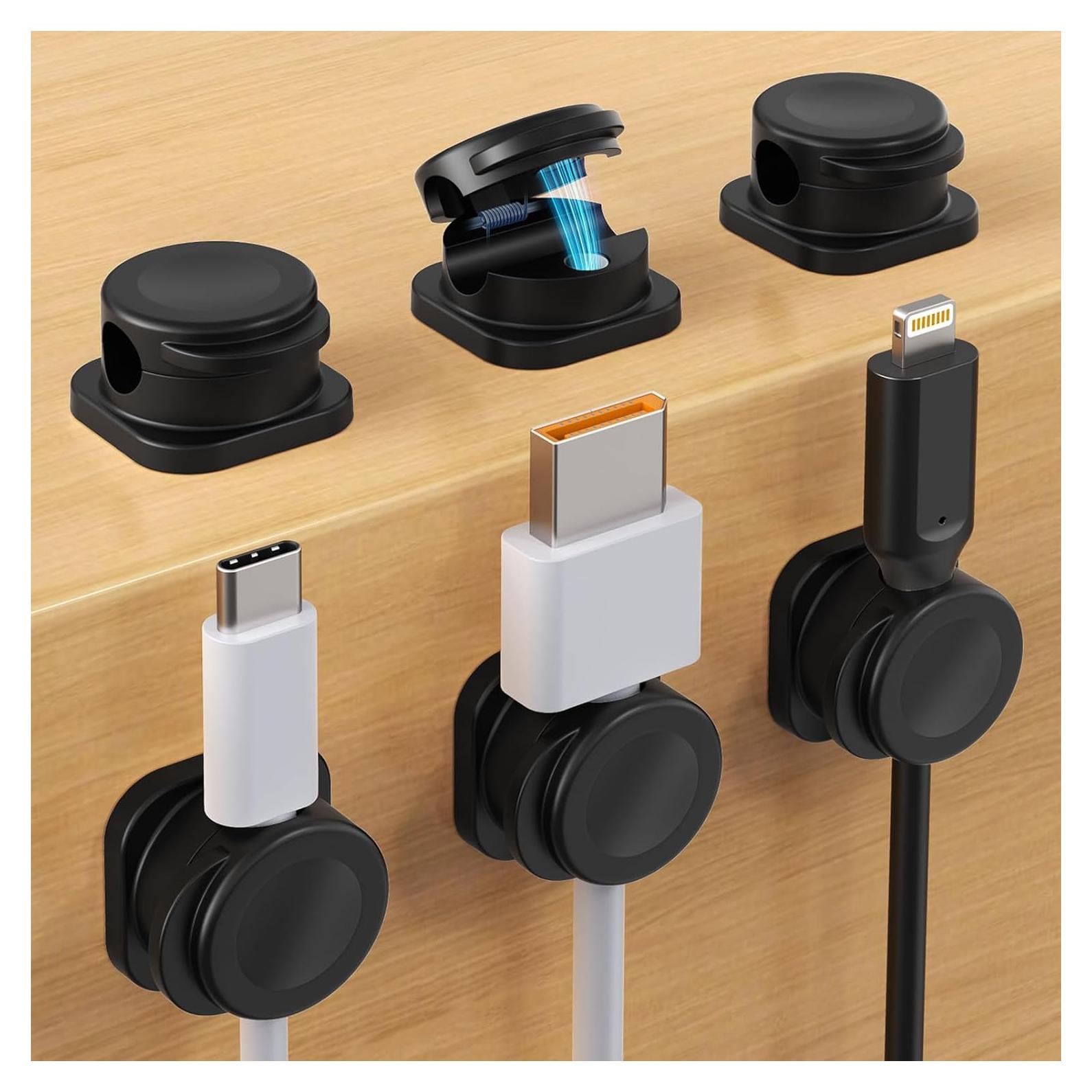 Clips Magnéticos para Cables TIKIWIK - Paquete de 6, Negro