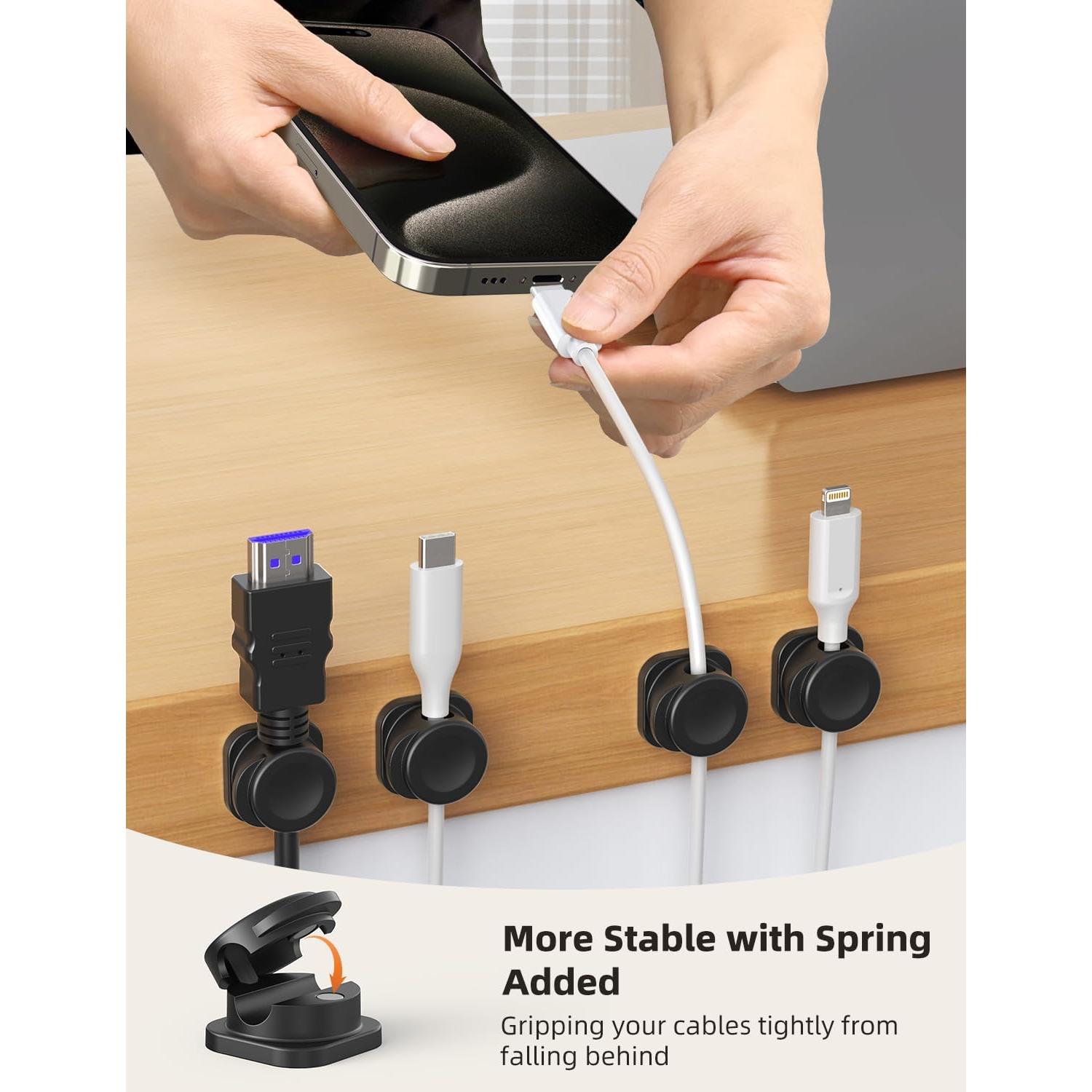 Clips Magnéticos para Cables TIKIWIK - Paquete de 6, Negro