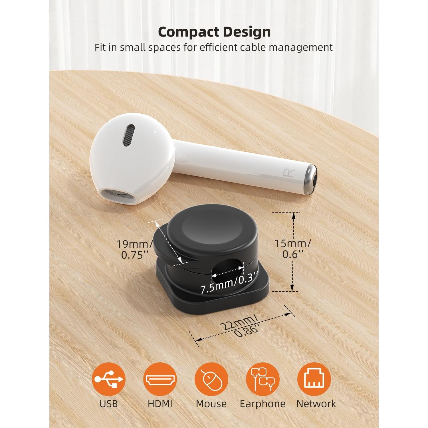 Clips Magnéticos para Cables TIKIWIK - Paquete de 6, Negro