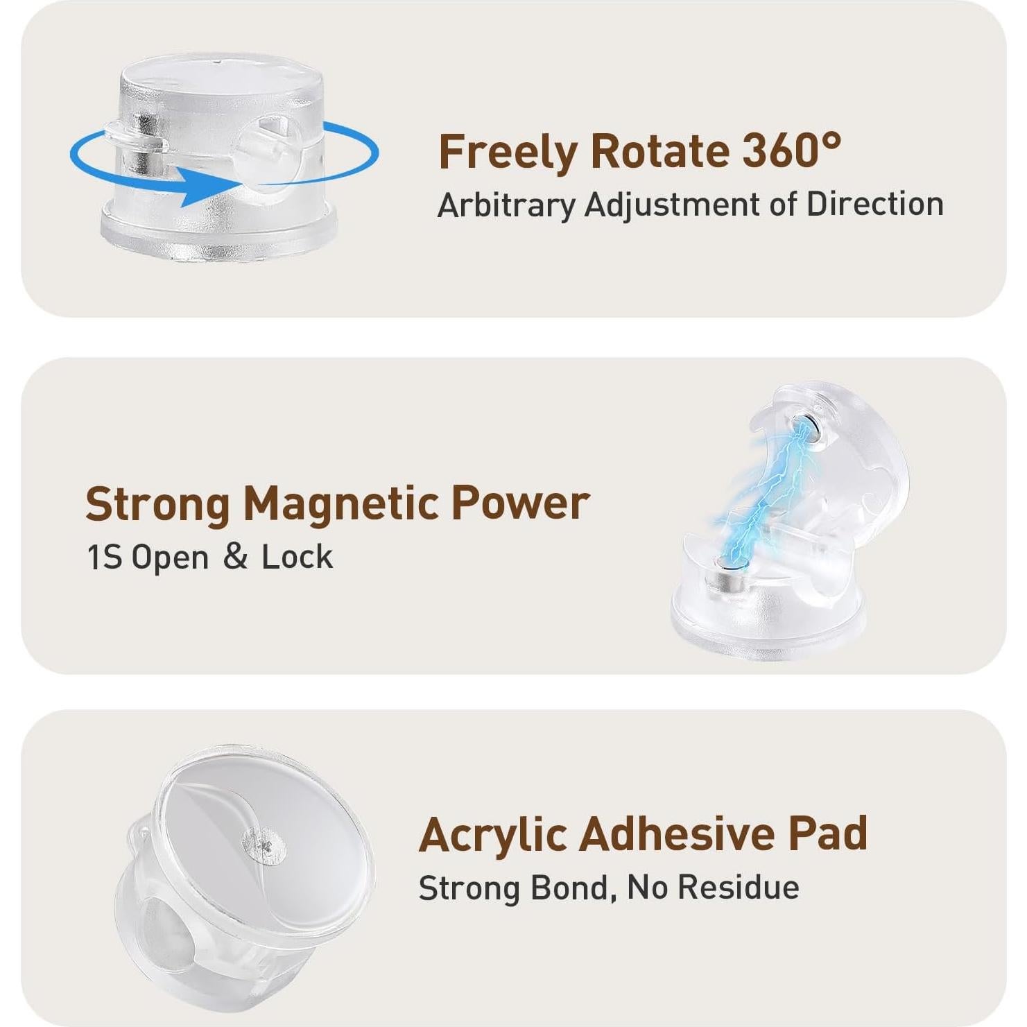 Clips Magnéticos para Cables AGPTEK 8 Piezas Transparente