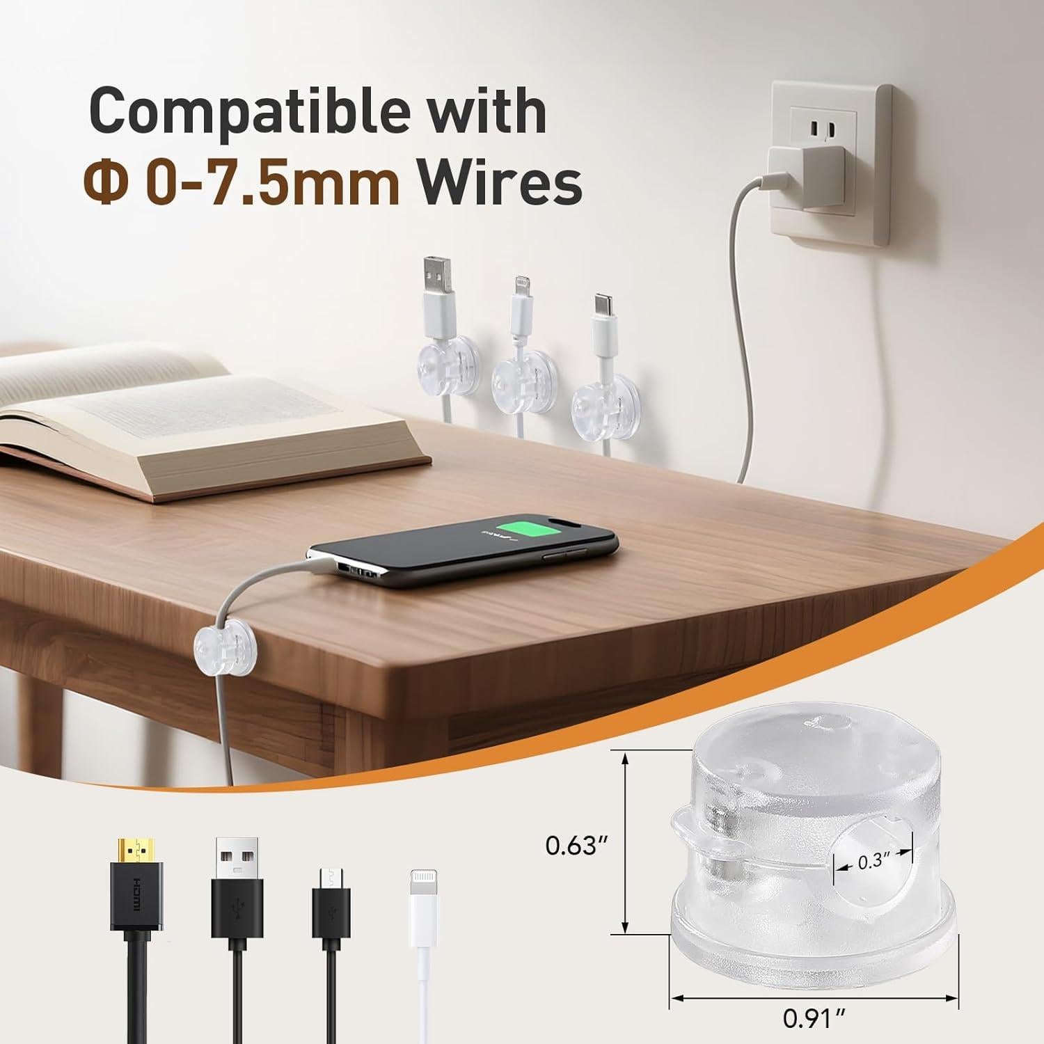 Clips Magnéticos para Cables AGPTEK 8 Piezas Transparente