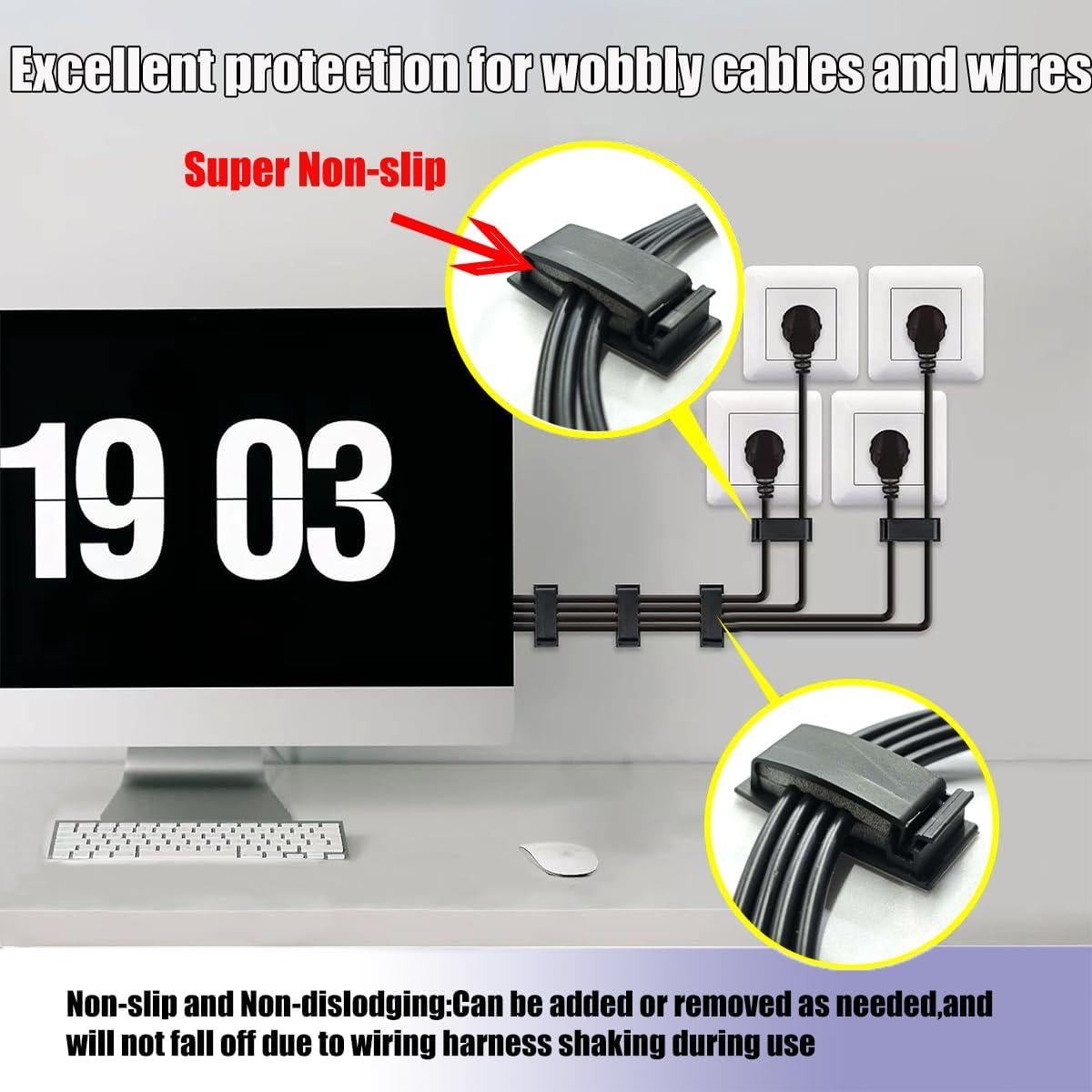 Clips de Cable Autoadhesivos Antideslizantes Antenat 30PCS