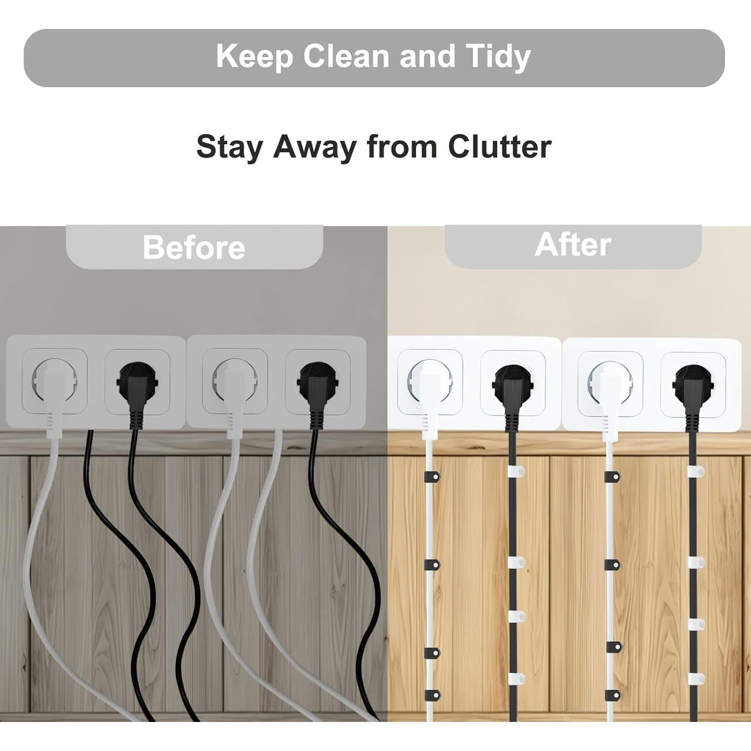 Paquete de 200 Clips de Cable Negros PolarPulse - Acero Inoxidable 304