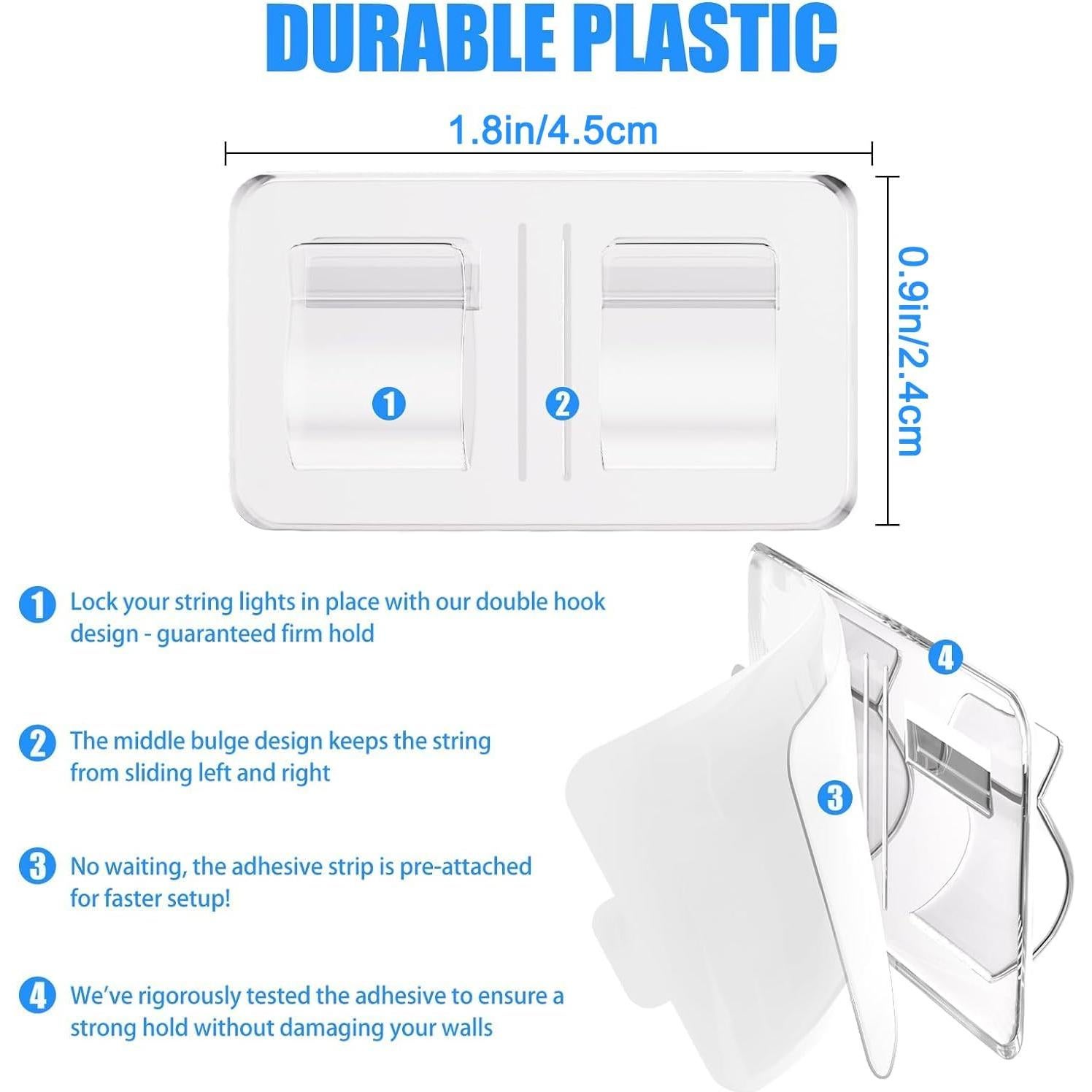 Ganchos Adhesivos para Luces de Cuerda Keviyi - 25 Piezas