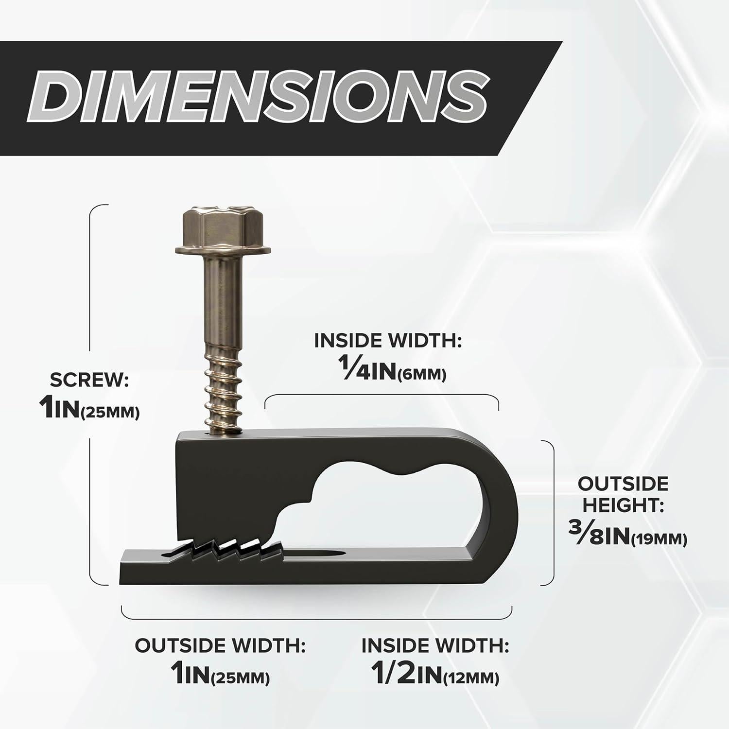 Clips de Cable Duales THE CIMPLE CO 50 PCS Negro 1.27 cm