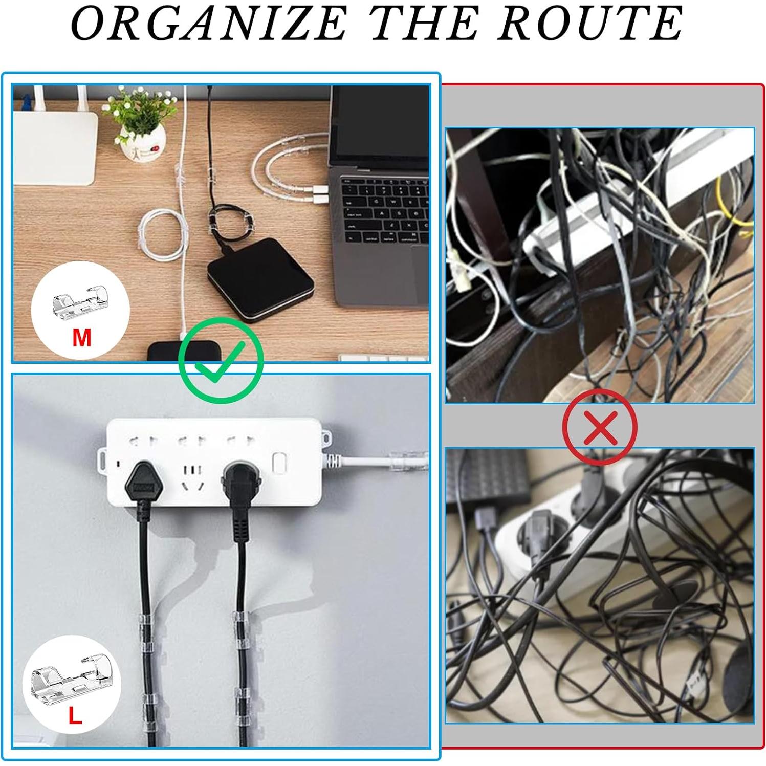Clips de Cable Autoadhesivos 40pcs ABCDMM para Cables de 1-5mm