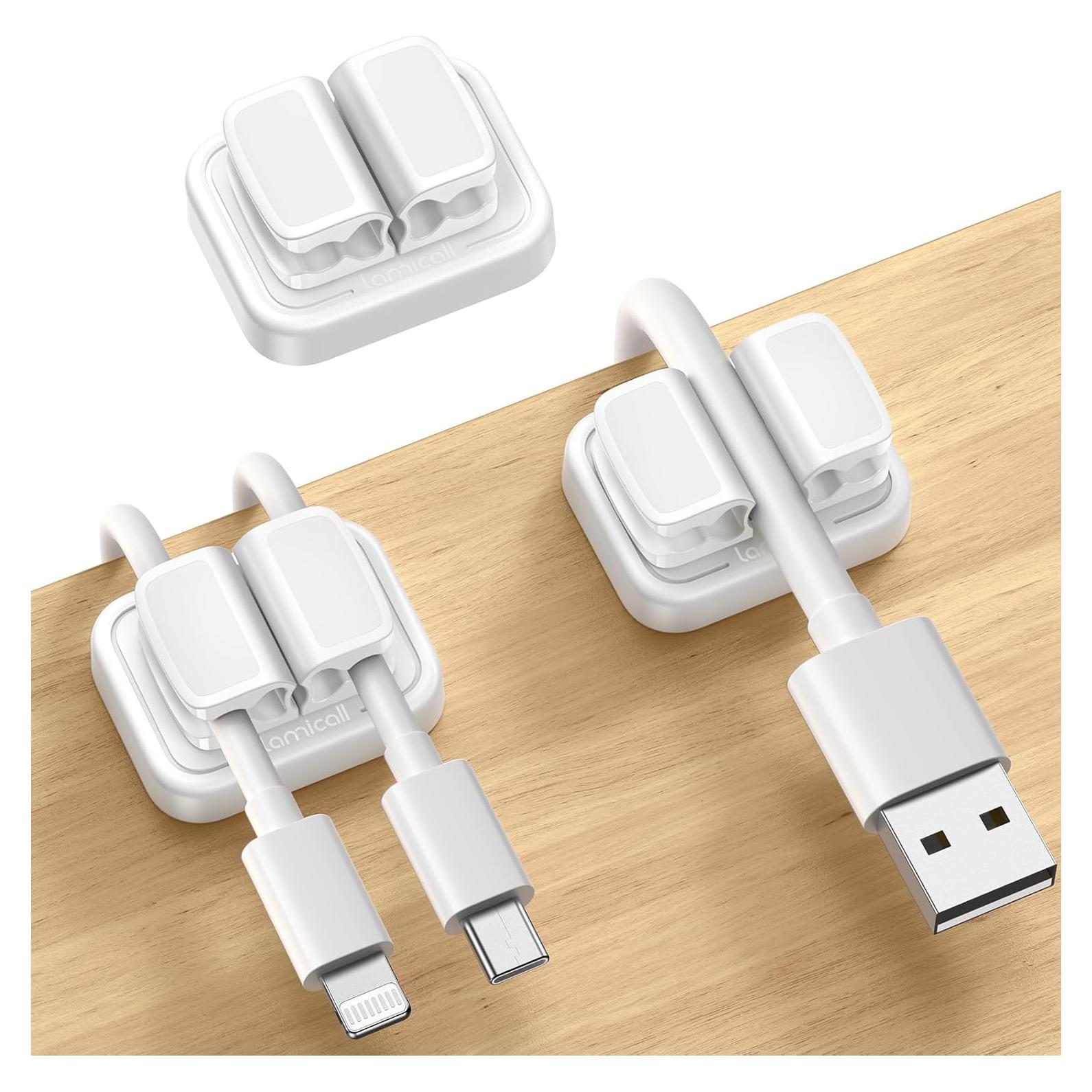 Organizador de Cables Lamicall 3 en 1 Clip Resorte Blanco 3Pcs