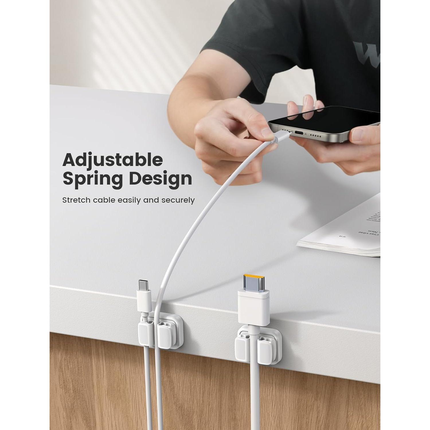 Organizador de Cables Lamicall 3 en 1 Clip Resorte Blanco 3Pcs