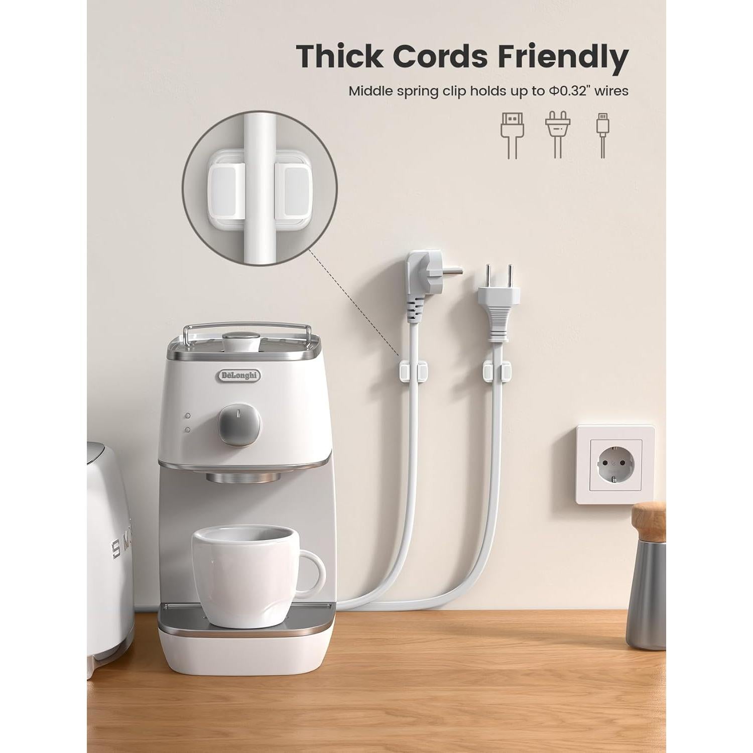 Organizador de Cables Lamicall 3 en 1 Clip Resorte Blanco 3Pcs