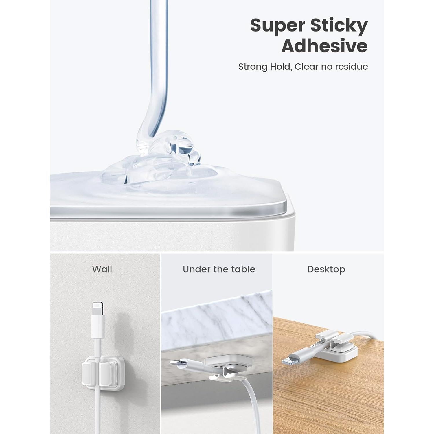 Organizador de Cables Lamicall 3 en 1 Clip Resorte Blanco 3Pcs