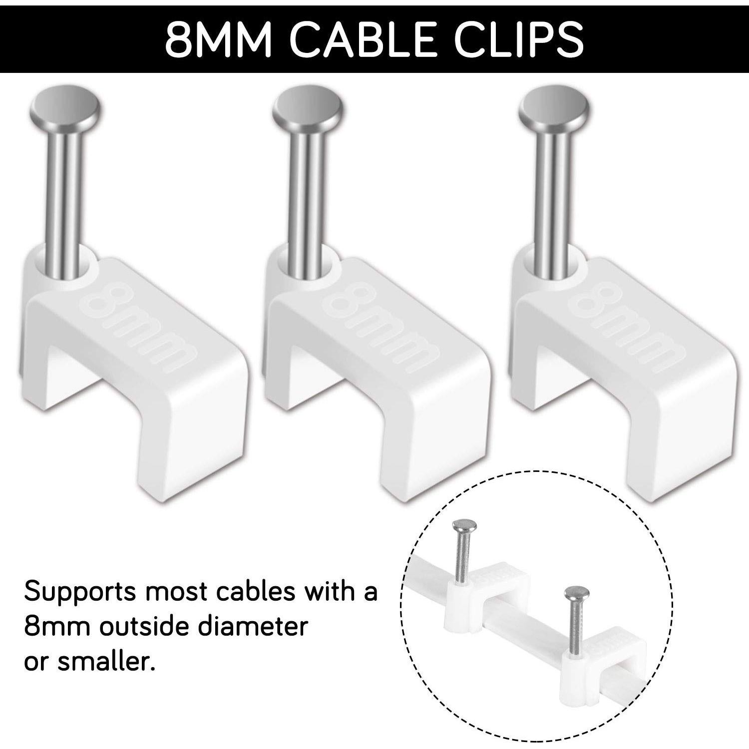 Clips de Cable Ethernet CableGeeker 100 Piezas 8mm Blanco