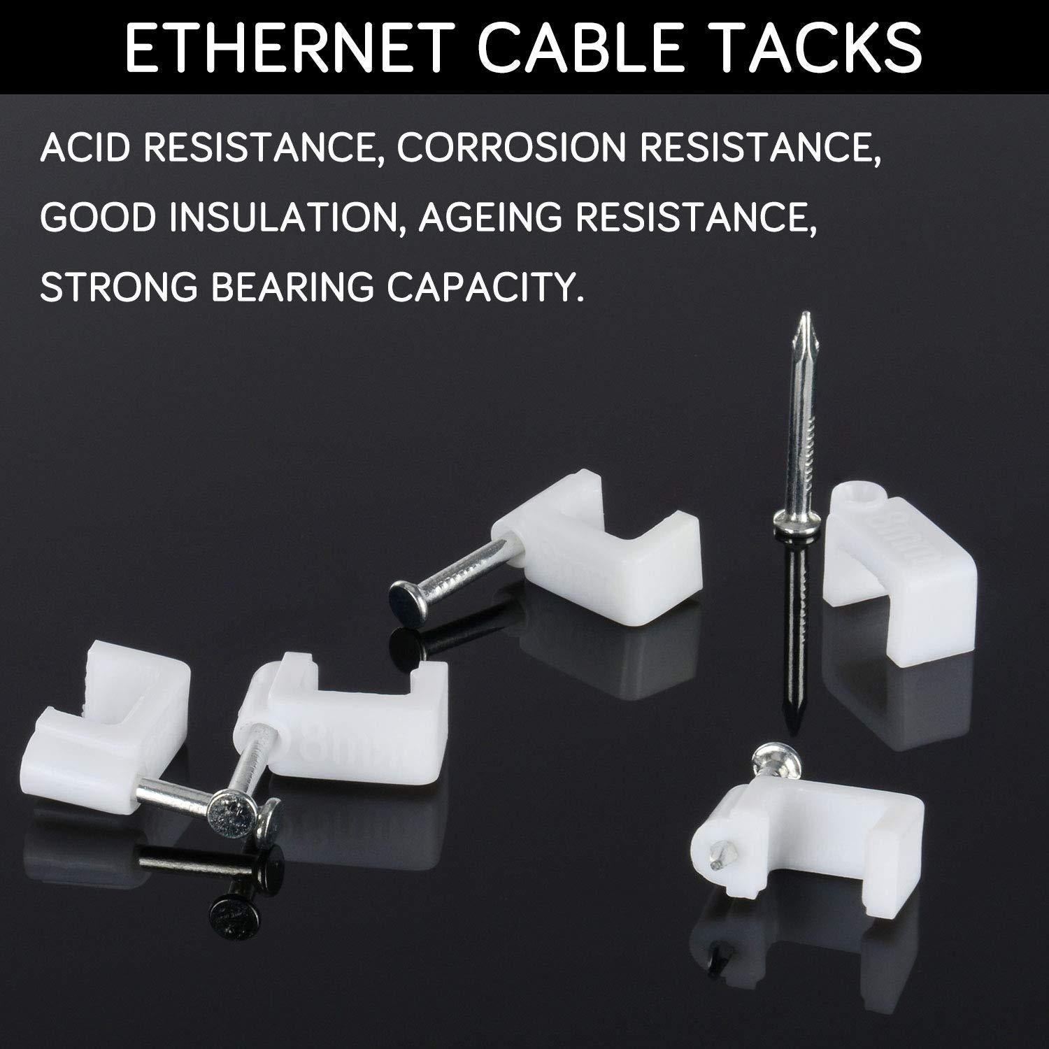 Clips de Cable Ethernet CableGeeker 100 Piezas 8mm Blanco