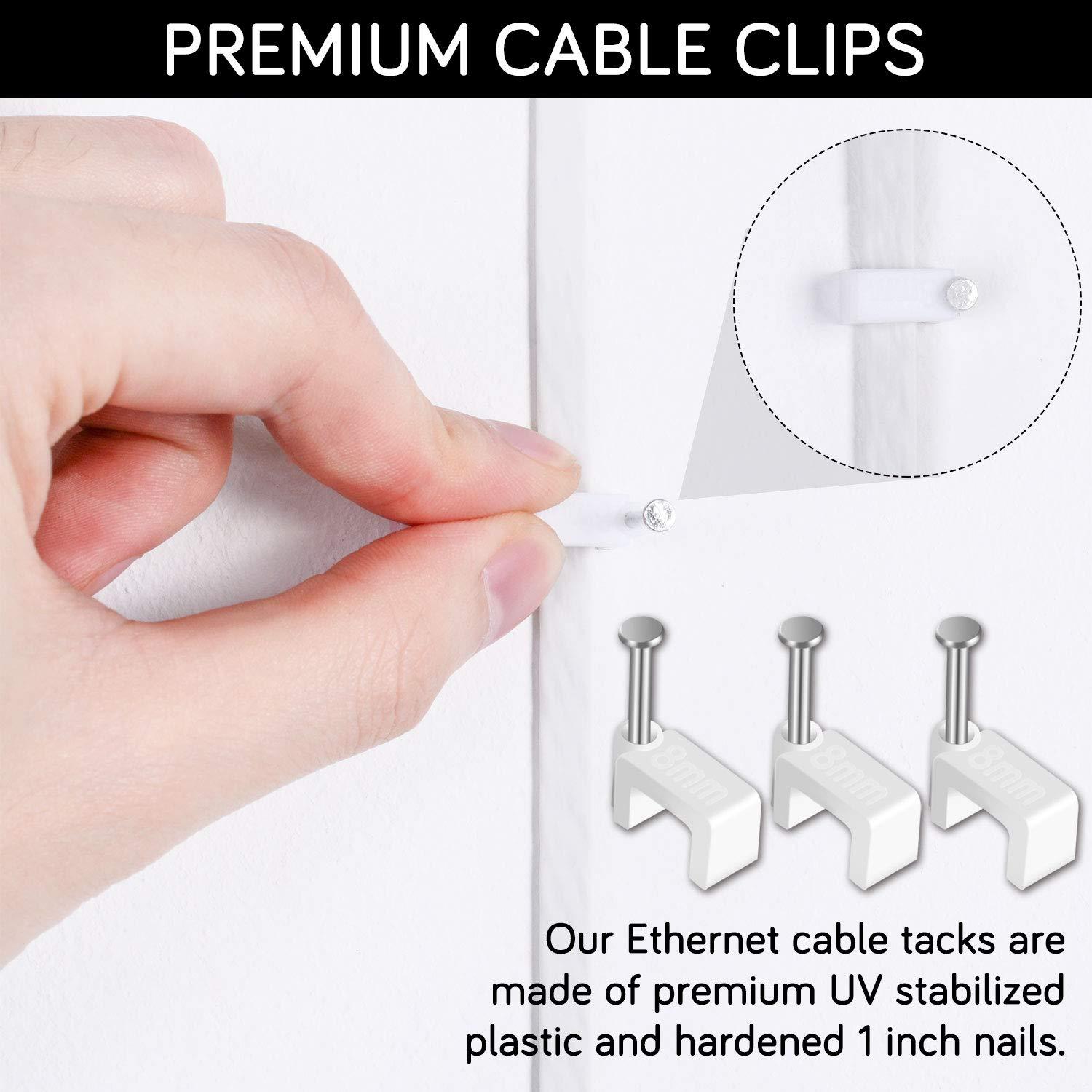 Clips de Cable Ethernet CableGeeker 100 Piezas 8mm Blanco