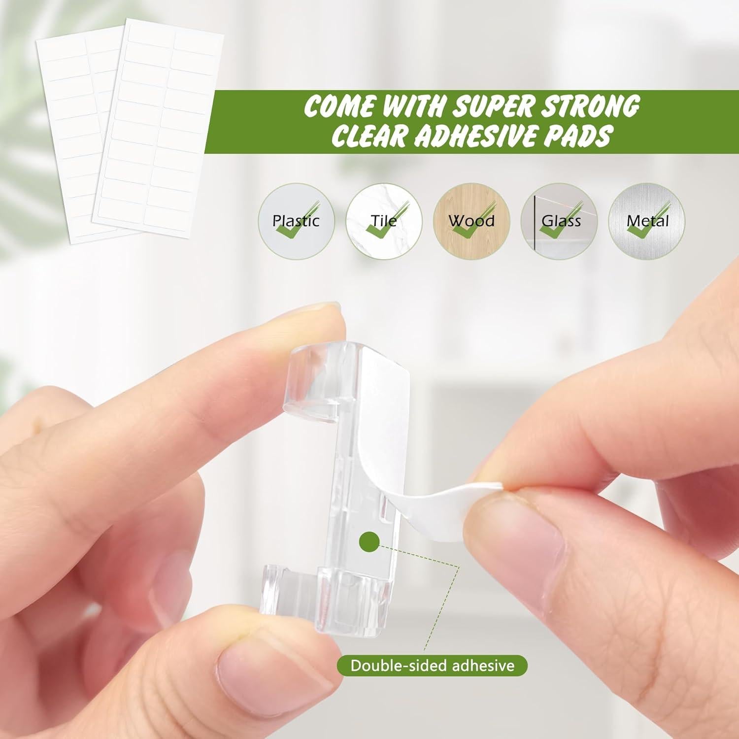 40 Clips de Gestión de Cables Autoadhesivos Quacc 33x12mm