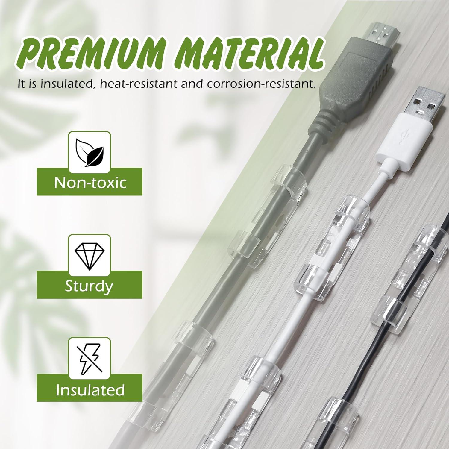 40 Clips de Gestión de Cables Autoadhesivos Quacc 33x12mm