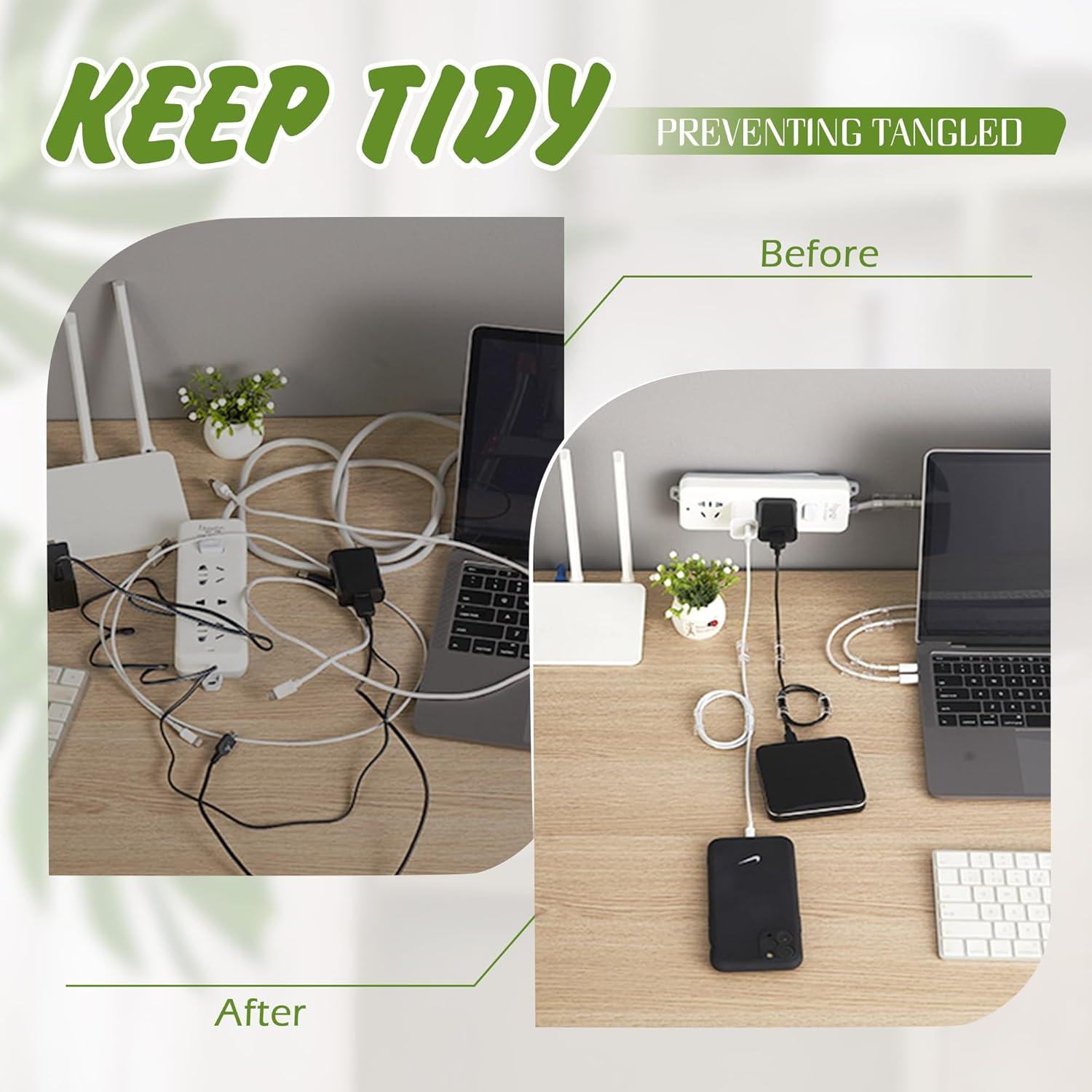 40 Clips de Gestión de Cables Autoadhesivos Quacc 33x12mm