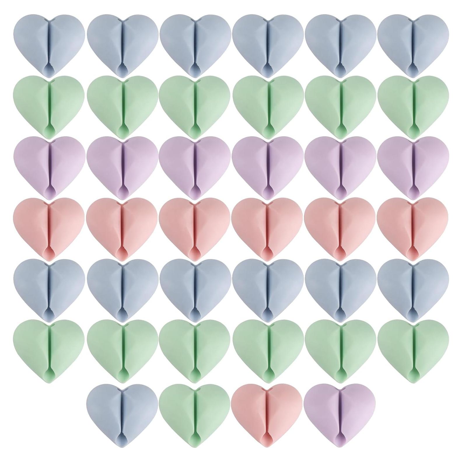 40 Clips Adhesivos Organizadores de Cables LoveBB - Corazón