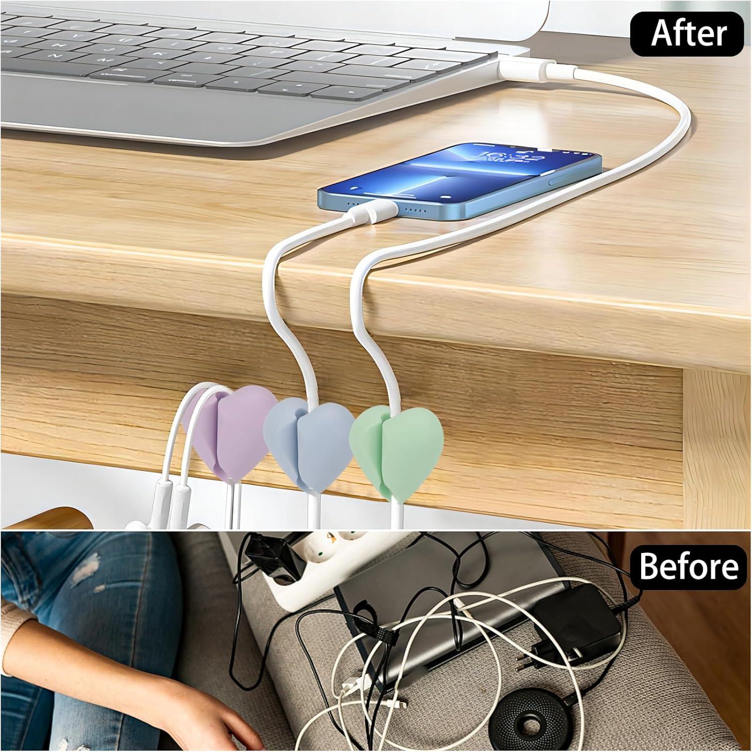 40 Clips Adhesivos Organizadores de Cables LoveBB - Corazón