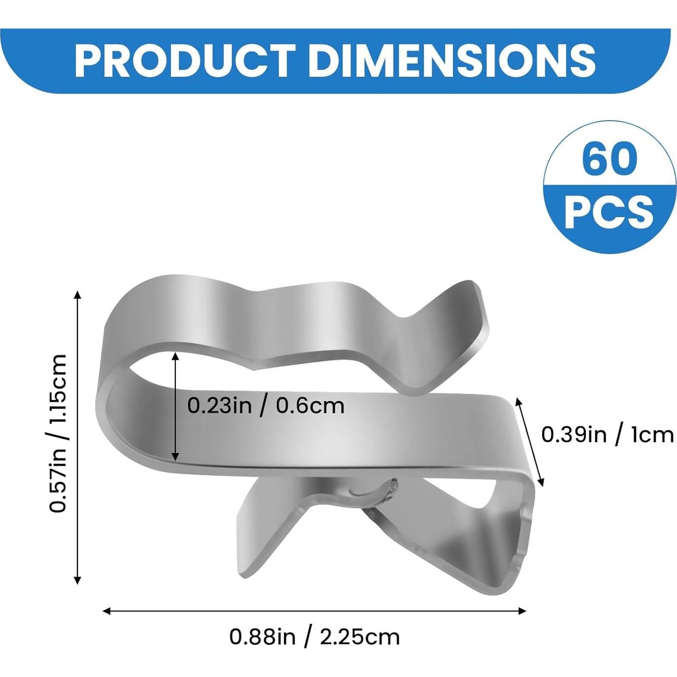 Clips de Alambre Aifeier ET 60 Pcs Acero Inoxidable 304 23 mm