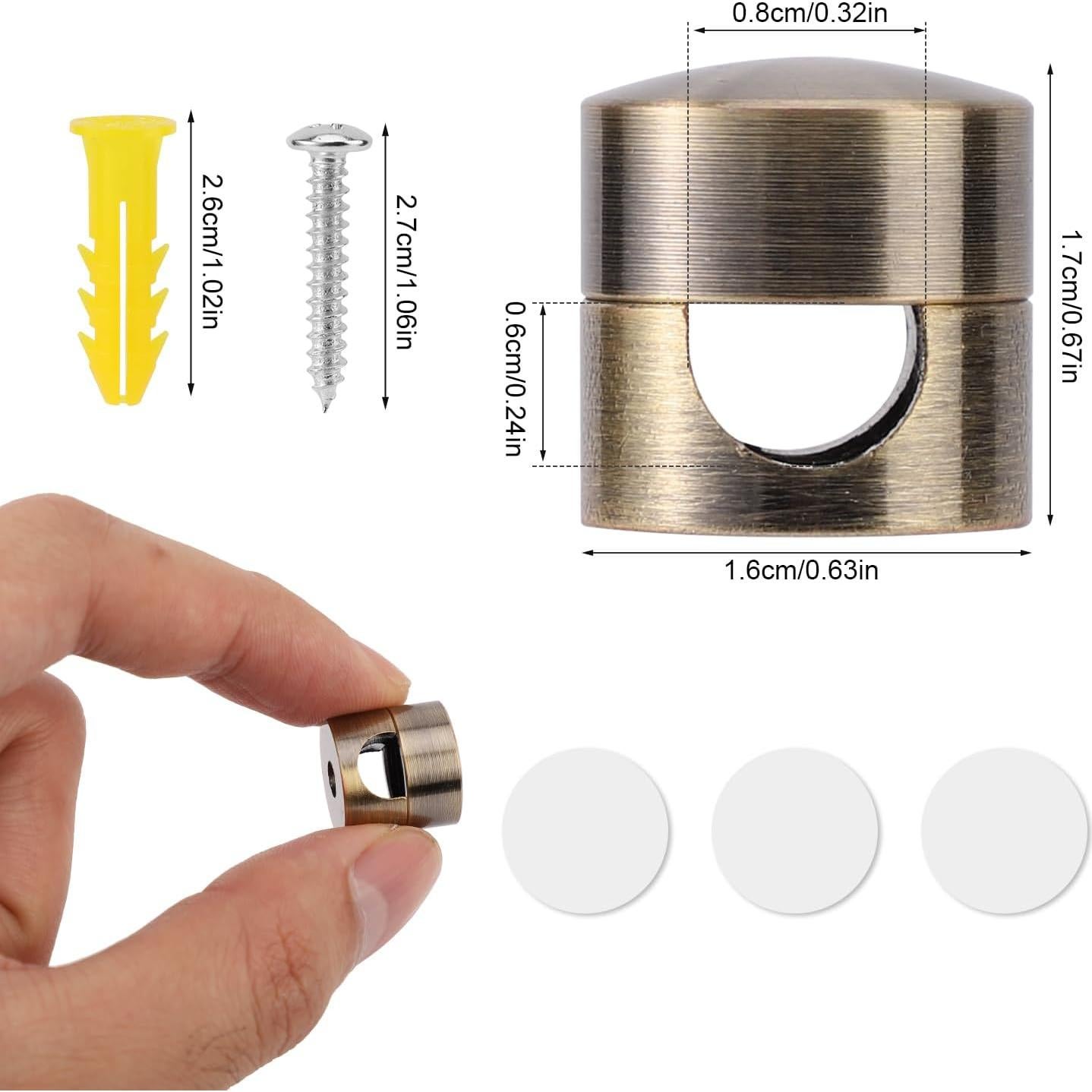 3 Anclajes de Cable Adhesivos de Aluminio Gosknor - Bronce