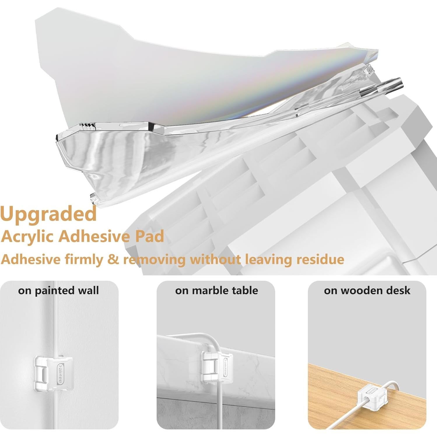 6 Clips Magnéticos para Cables Kailfee - Organizador Adhesivo Blanco