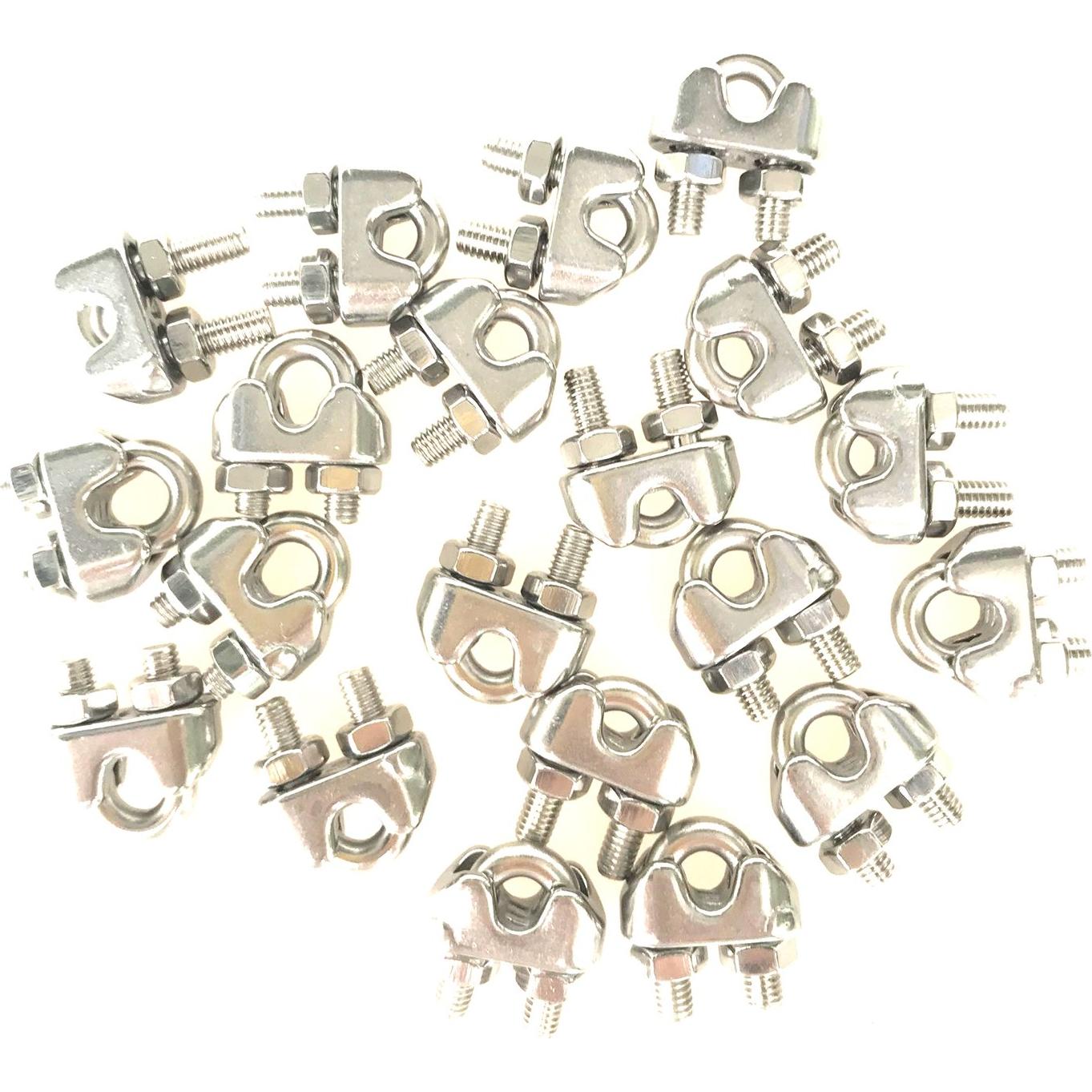 20 Clips de Cable de Acero Inoxidable HEVER M3 17x8.5mm