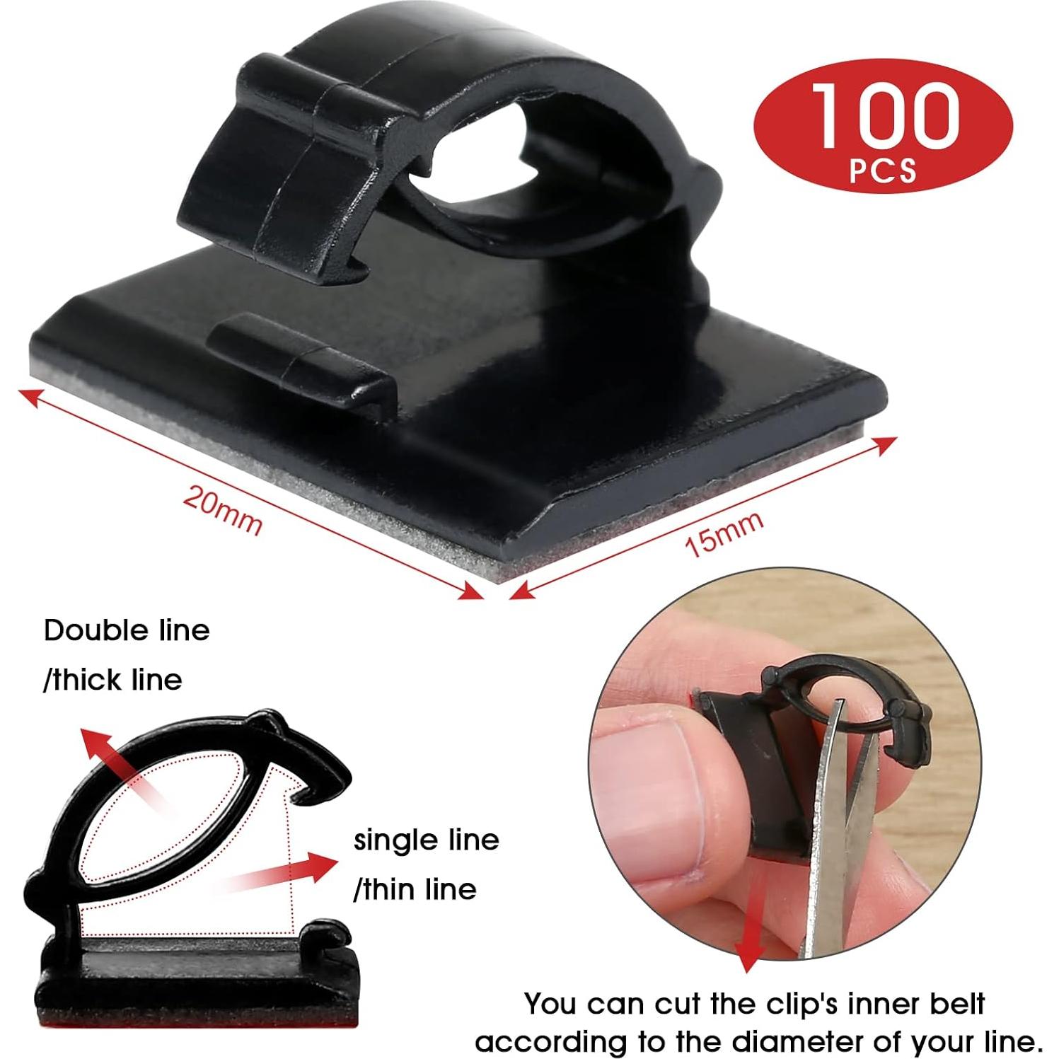 GWHOLE 100 Clips Adhesivos 3M para Organización de Cables