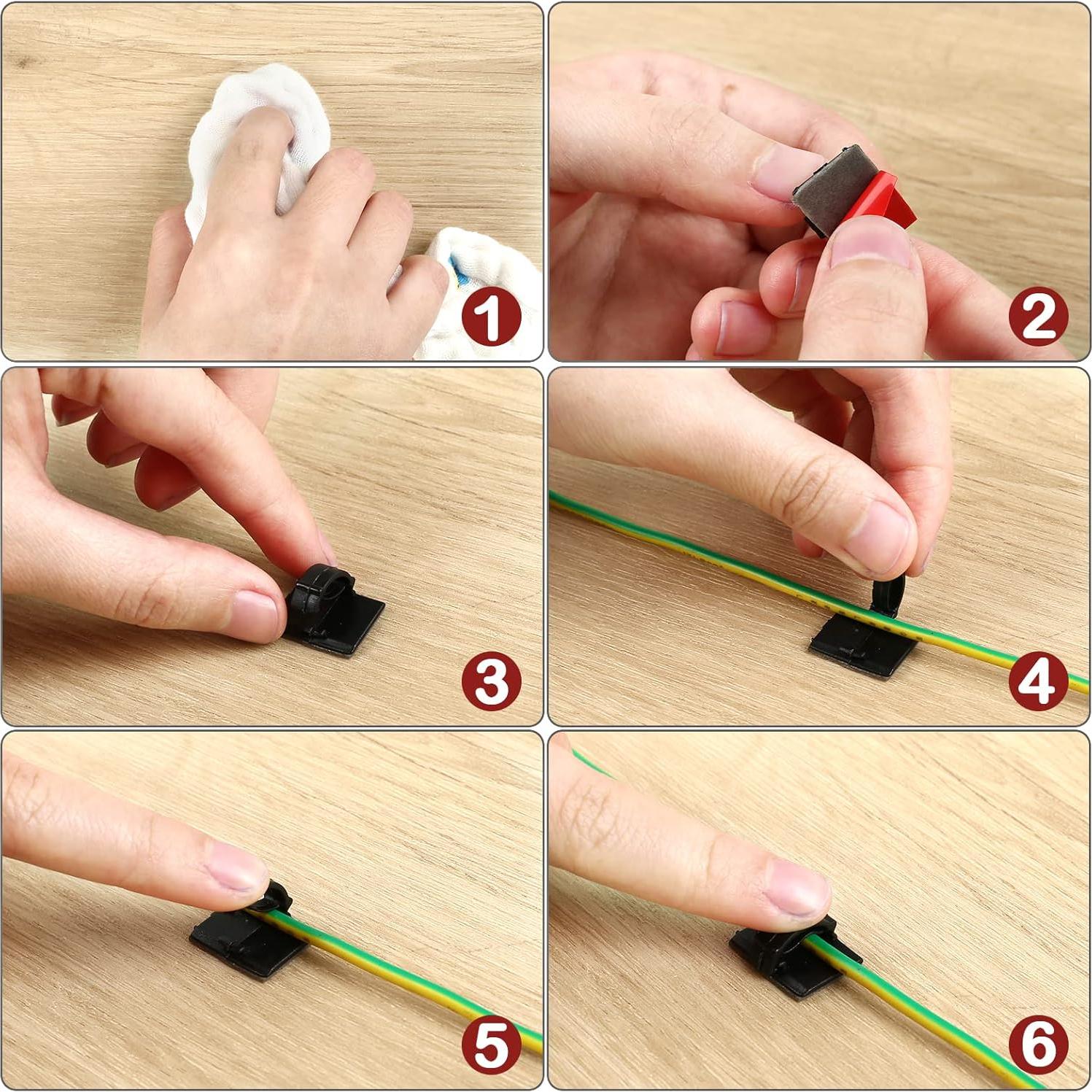 GWHOLE 100 Clips Adhesivos 3M para Organización de Cables