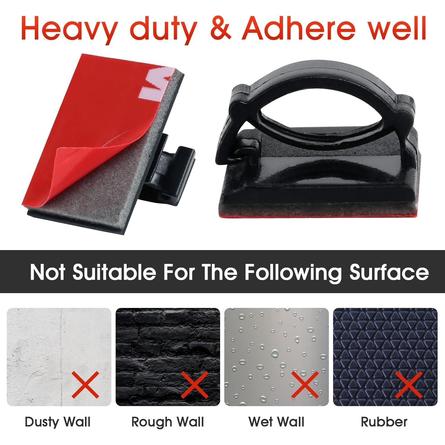 GWHOLE 100 Clips Adhesivos 3M para Organización de Cables