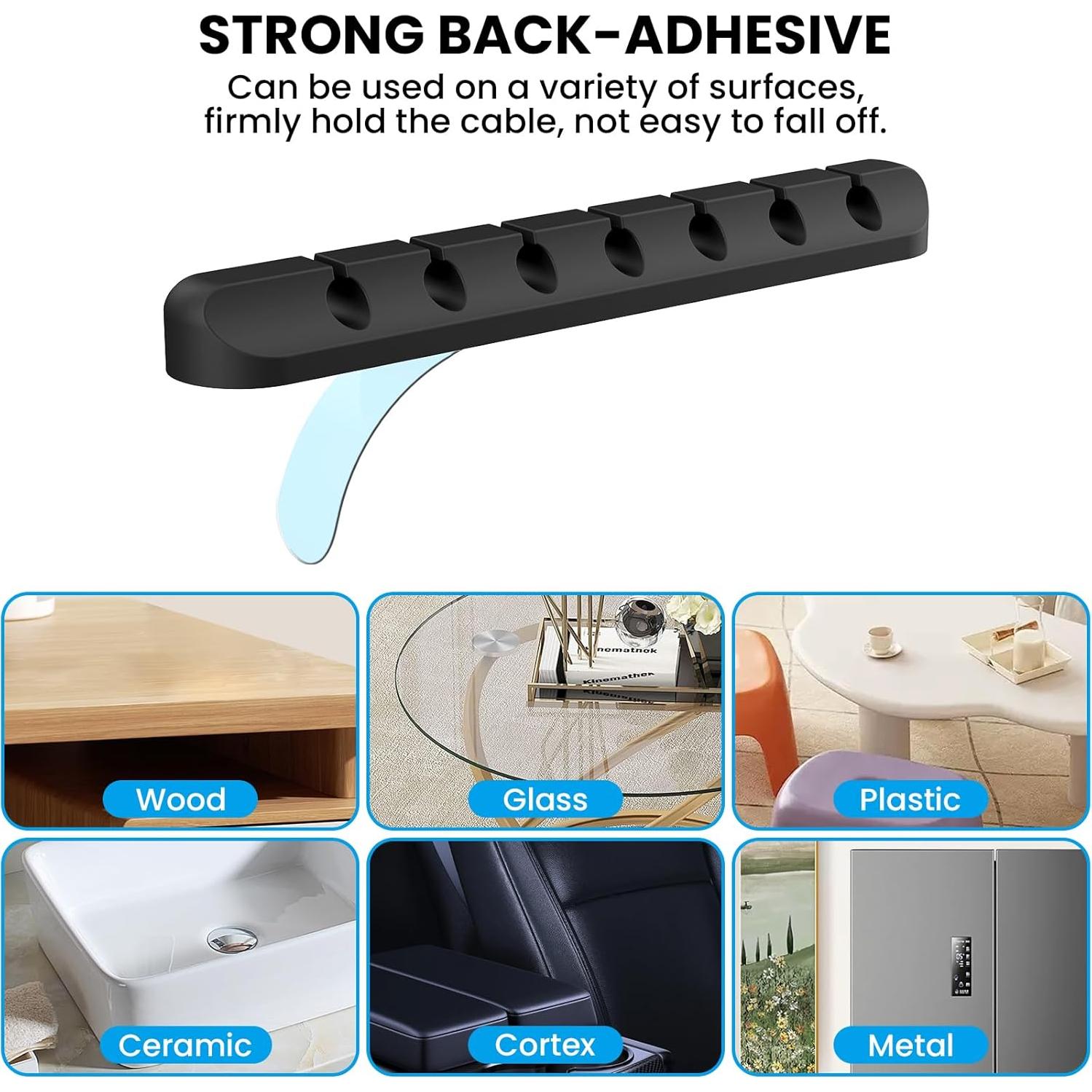 Clips Organizadores de Cables AhaStyle - Paquete de 3 - Negro