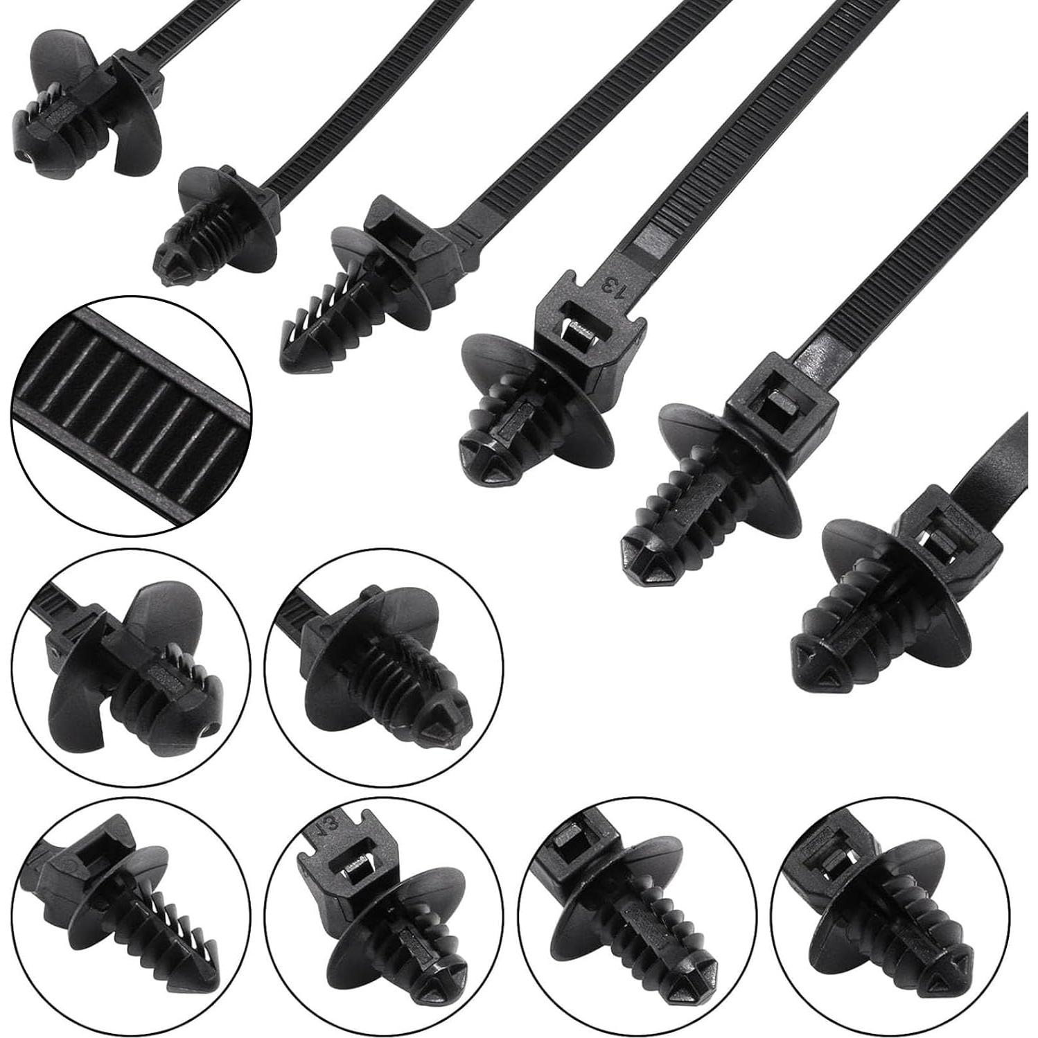 60 Sujetadores de Montaje a Presión SWZHAI Nylon Negro