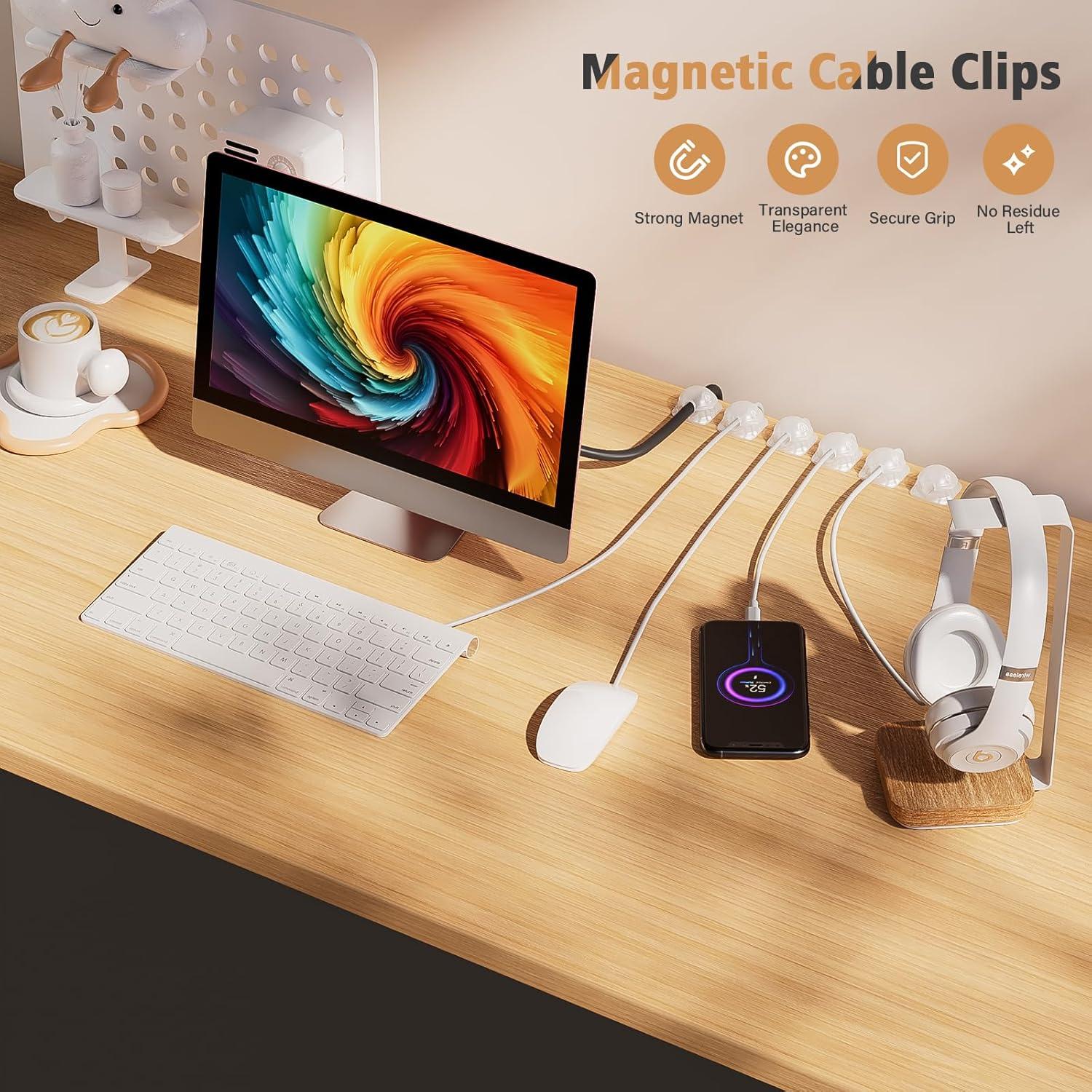 Organizador de Cables 6 Pack Smofish Clips Magnéticos Blanco