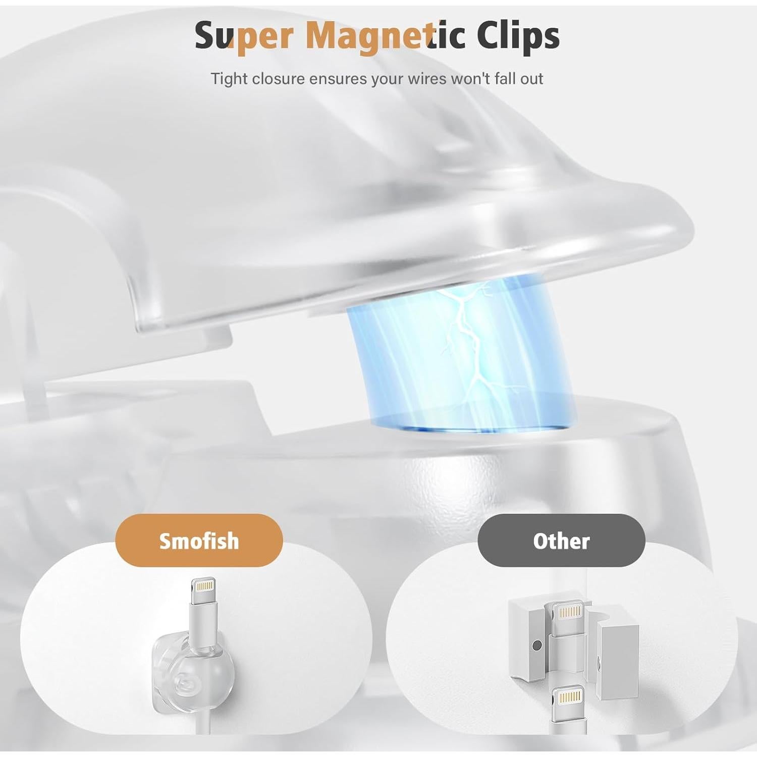 Organizador de Cables 6 Pack Smofish Clips Magnéticos Blanco