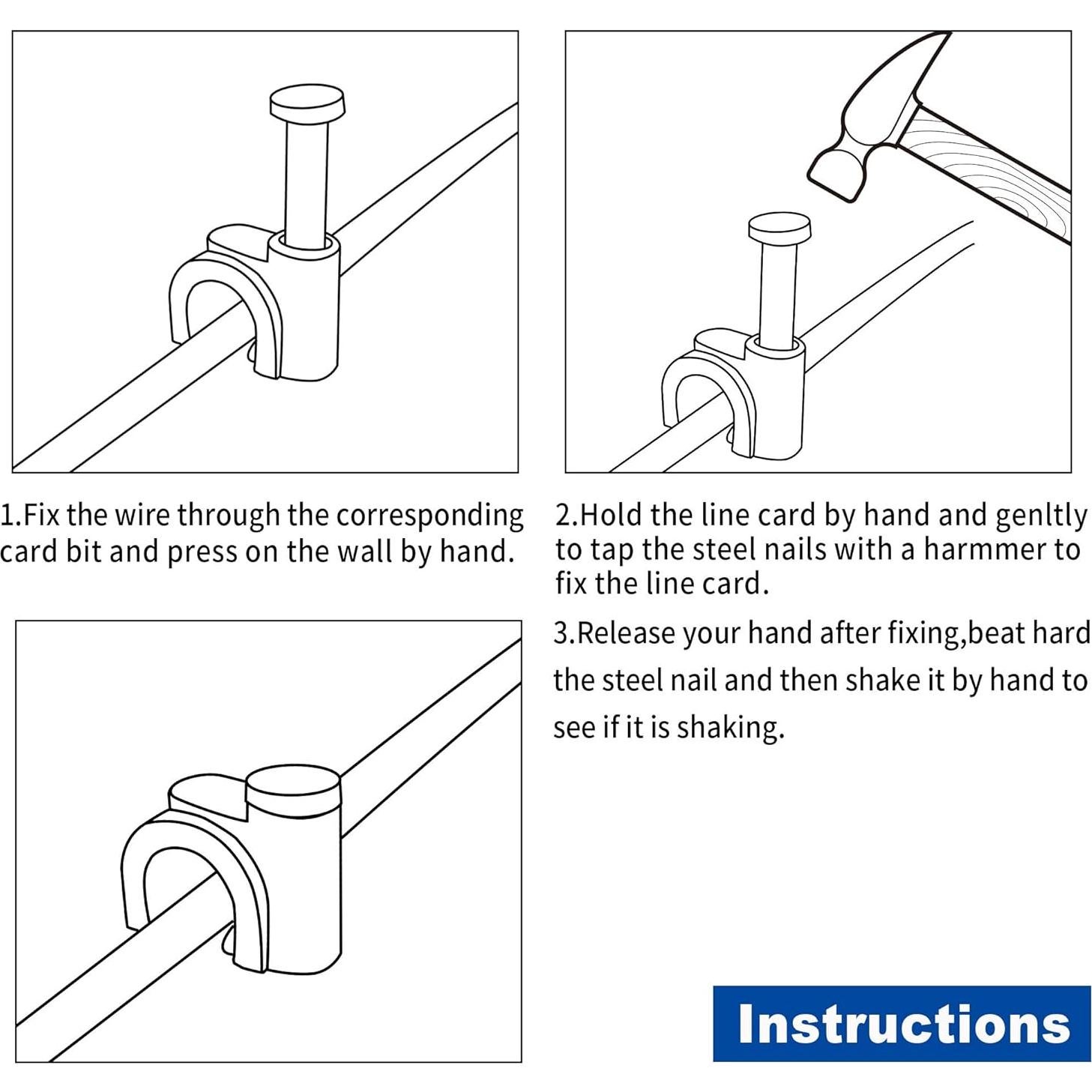 Paquete de 100 Clips de Cable con Clavos Zongwo 8mm para Organizar