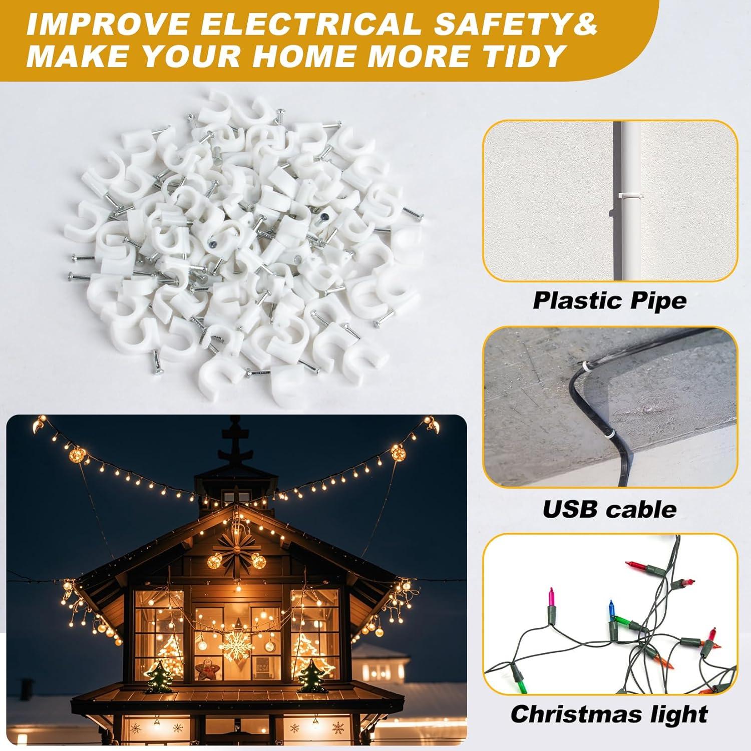 Clips para Cables LX-Cable Clips 100 Pcs 8mm y 10mm Blancos