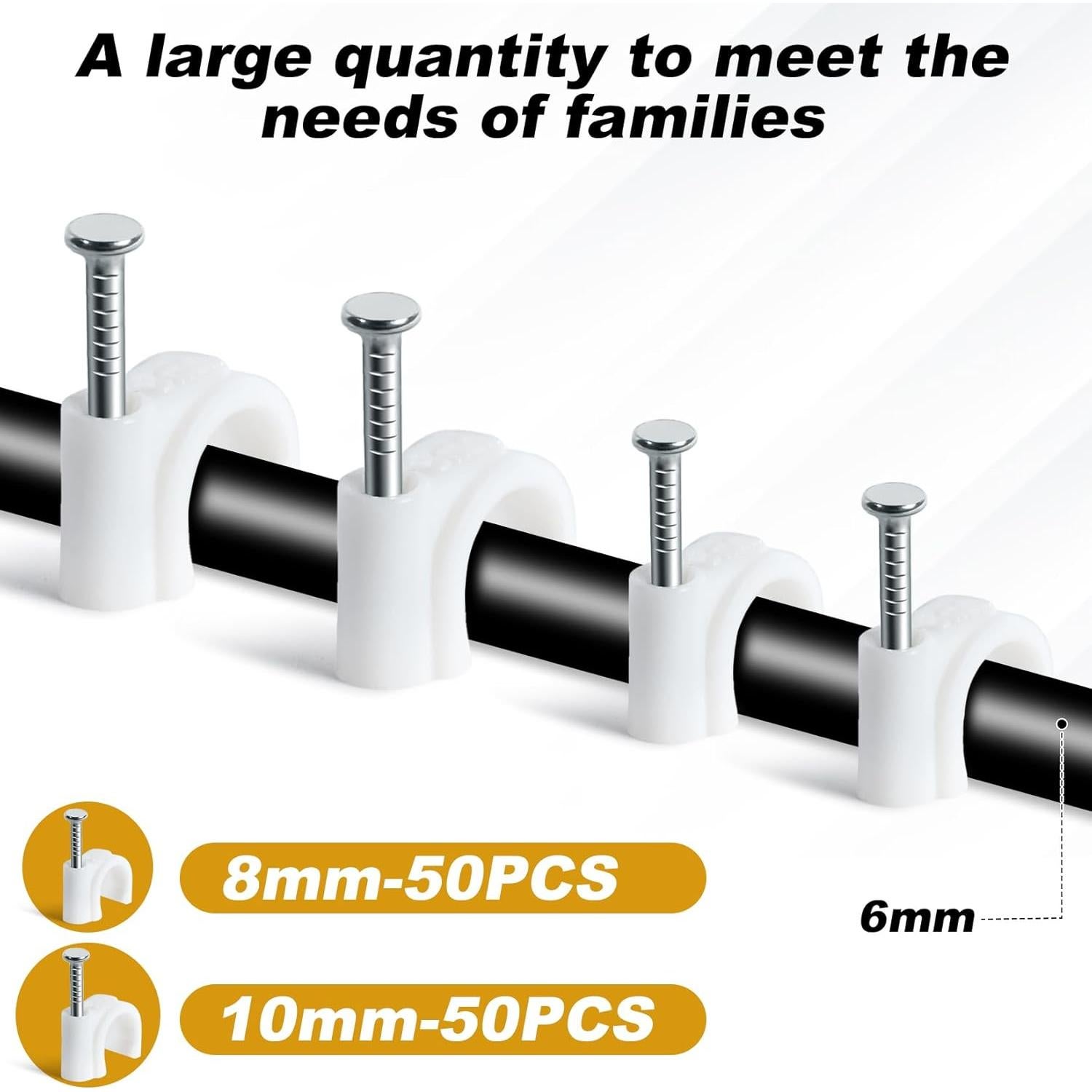 Clips para Cables LX-Cable Clips 100 Pcs 8mm y 10mm Blancos