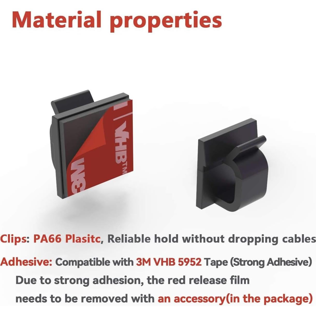 Clips para Cables Yocice 60pcs con Cinta Adhesiva Fuerte