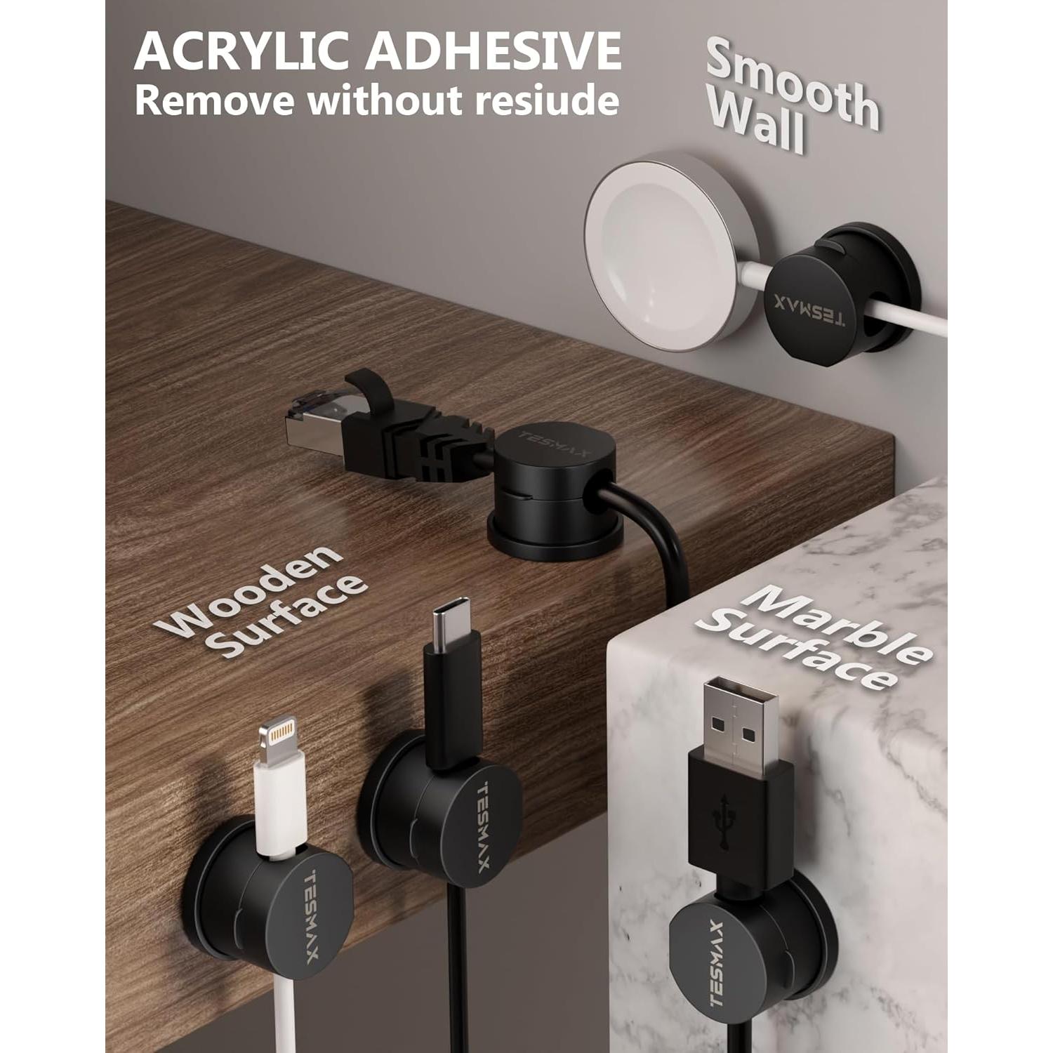 Clips Magnéticos para Cables Tesmax 360° - Organizador 6 Pack