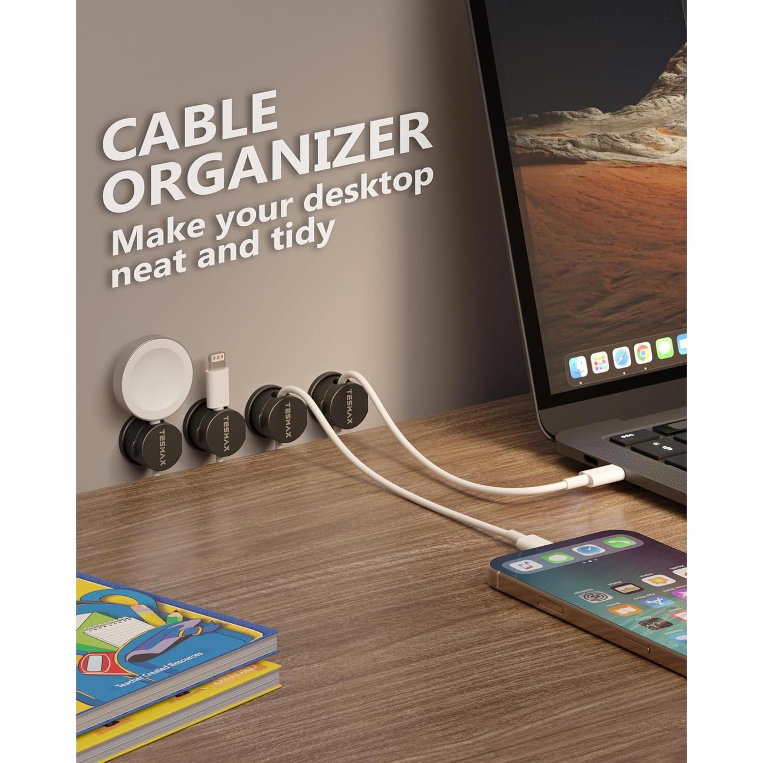 Clips Magnéticos para Cables Tesmax 360° - Organizador 6 Pack